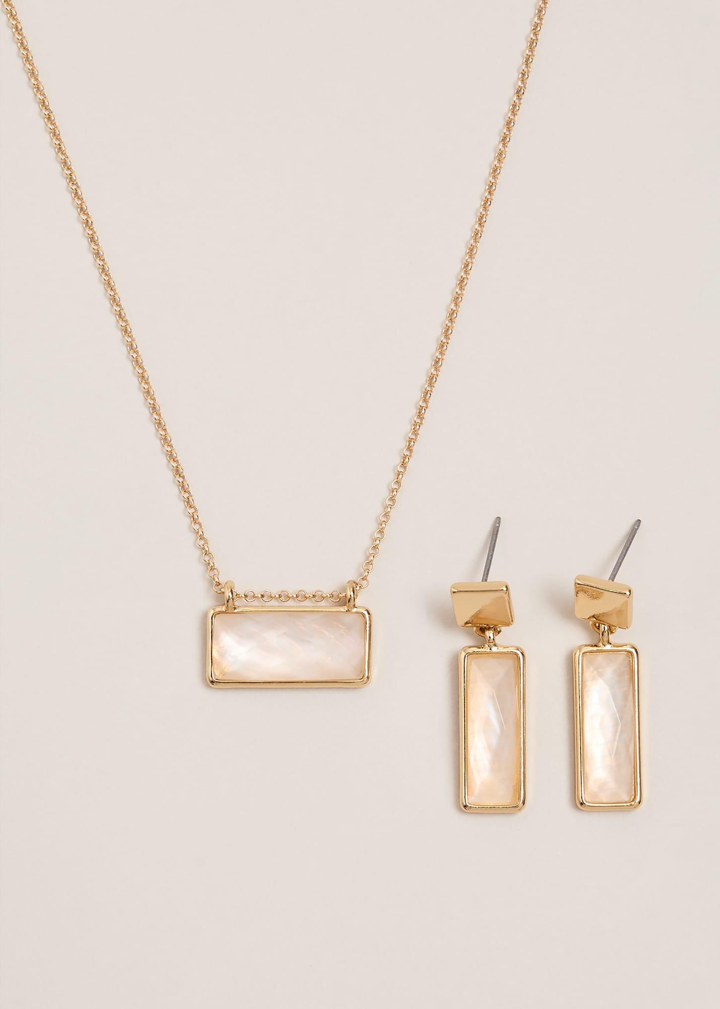 Stone Earring And Necklace Set