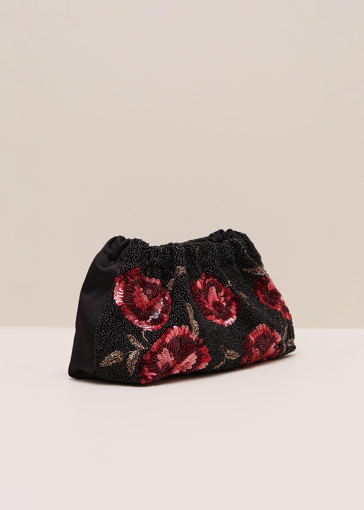 Rose Beaded Clutch Bag