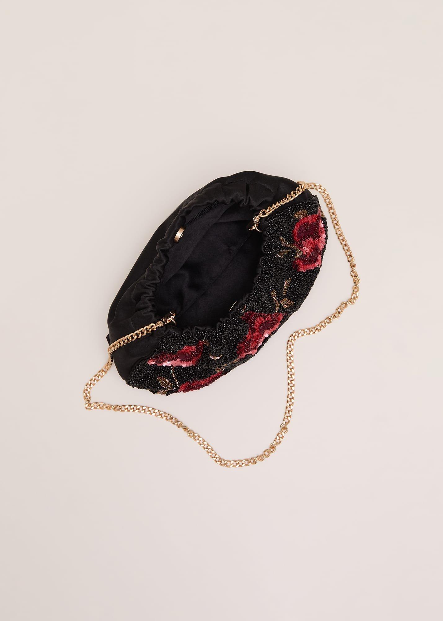 Rose Beaded Clutch Bag