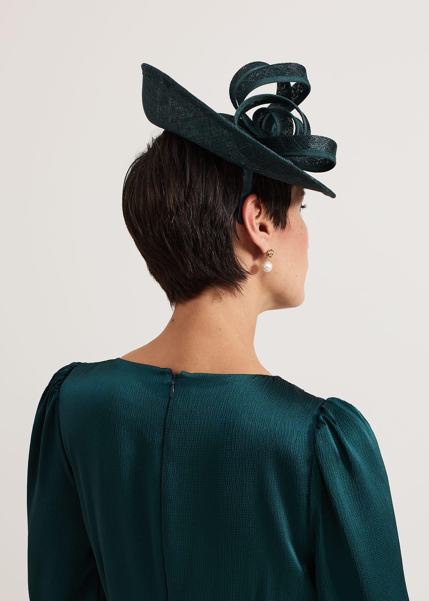 Teal Grossgrain Twist Oval Fascinator