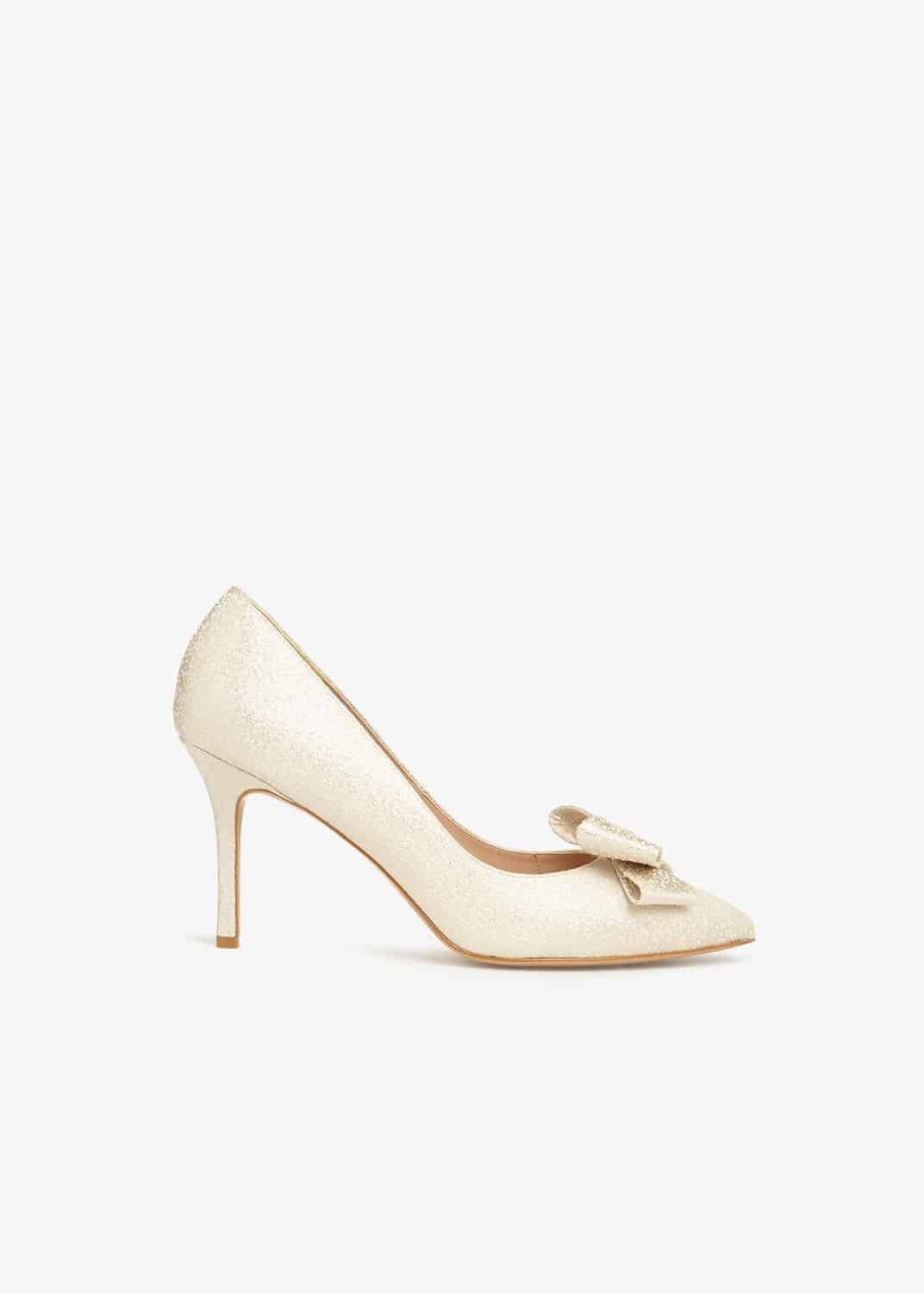 Ariel Metallic Bow Pointed Court Shoes