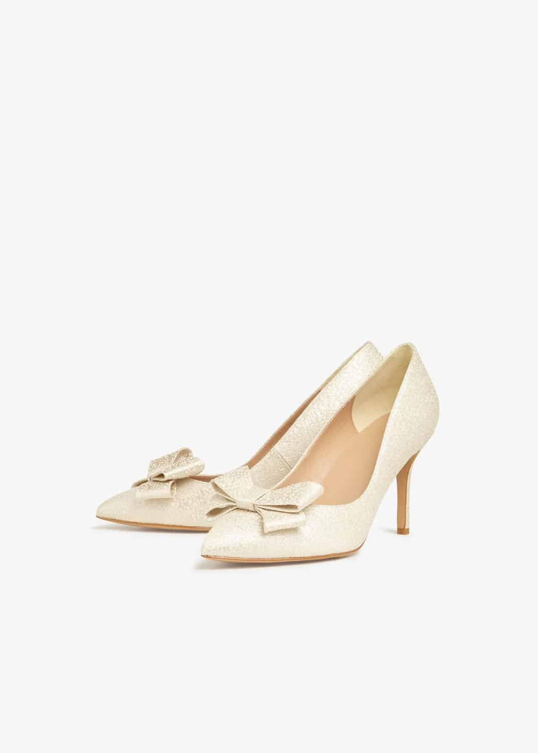 Ariel Metallic Bow Pointed Court Shoes