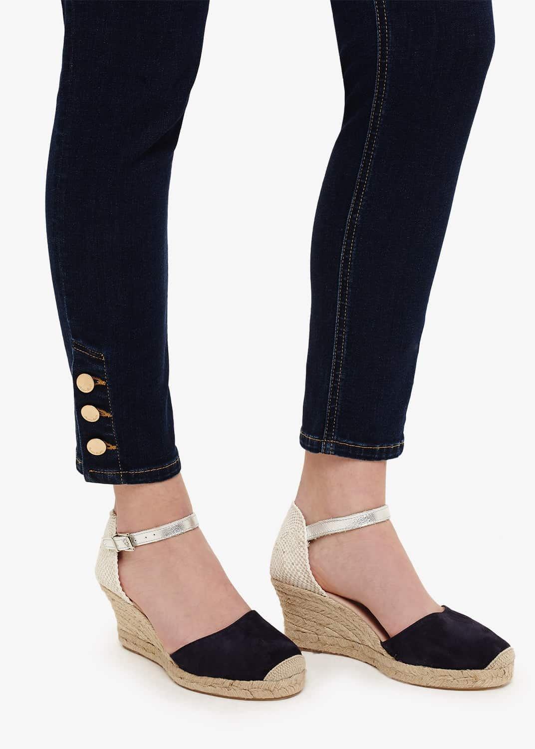 Kimmy Leather Espadrille Wedge Shoes
