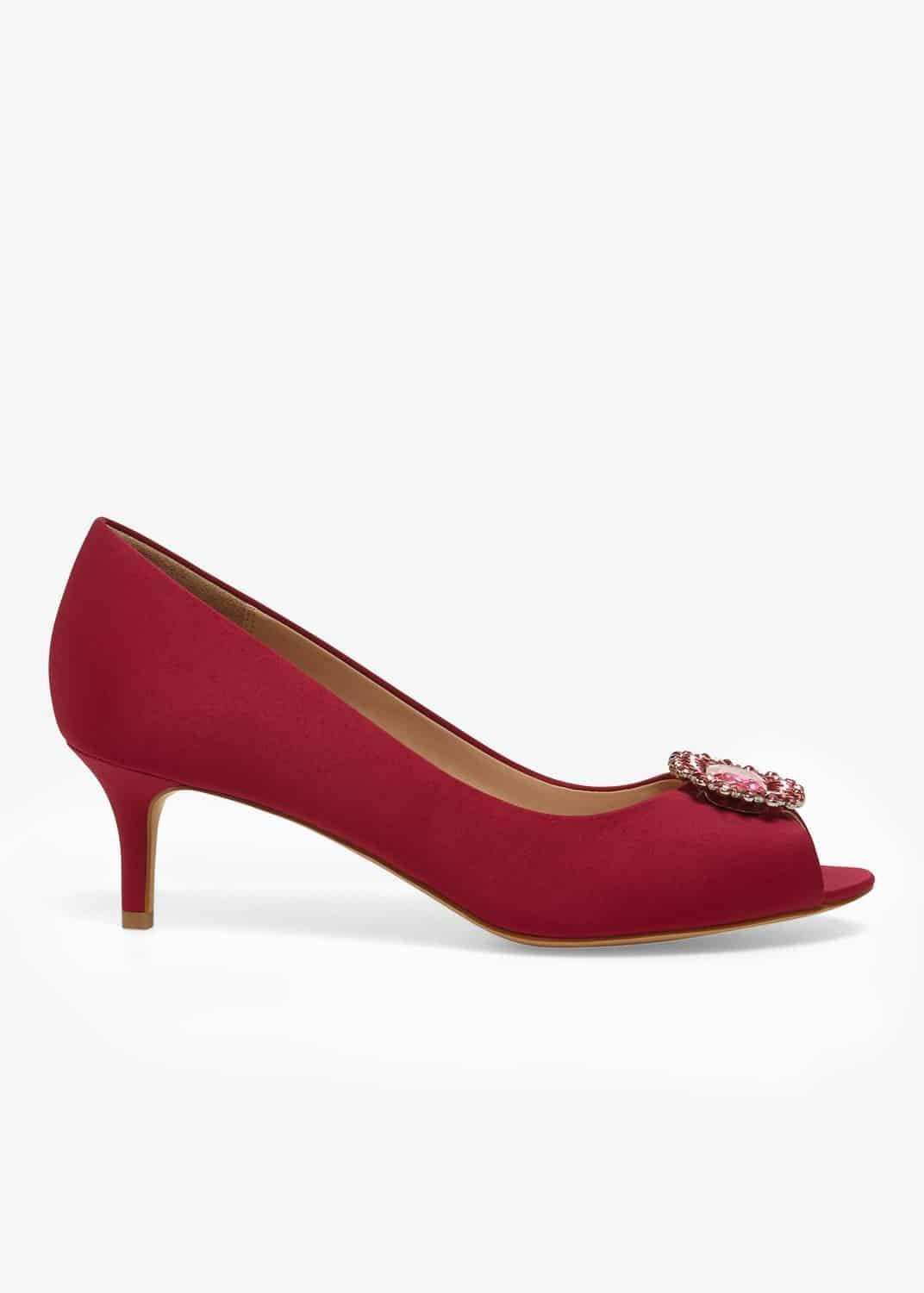 Emele Jewelled Satin Peep Toe Shoes
