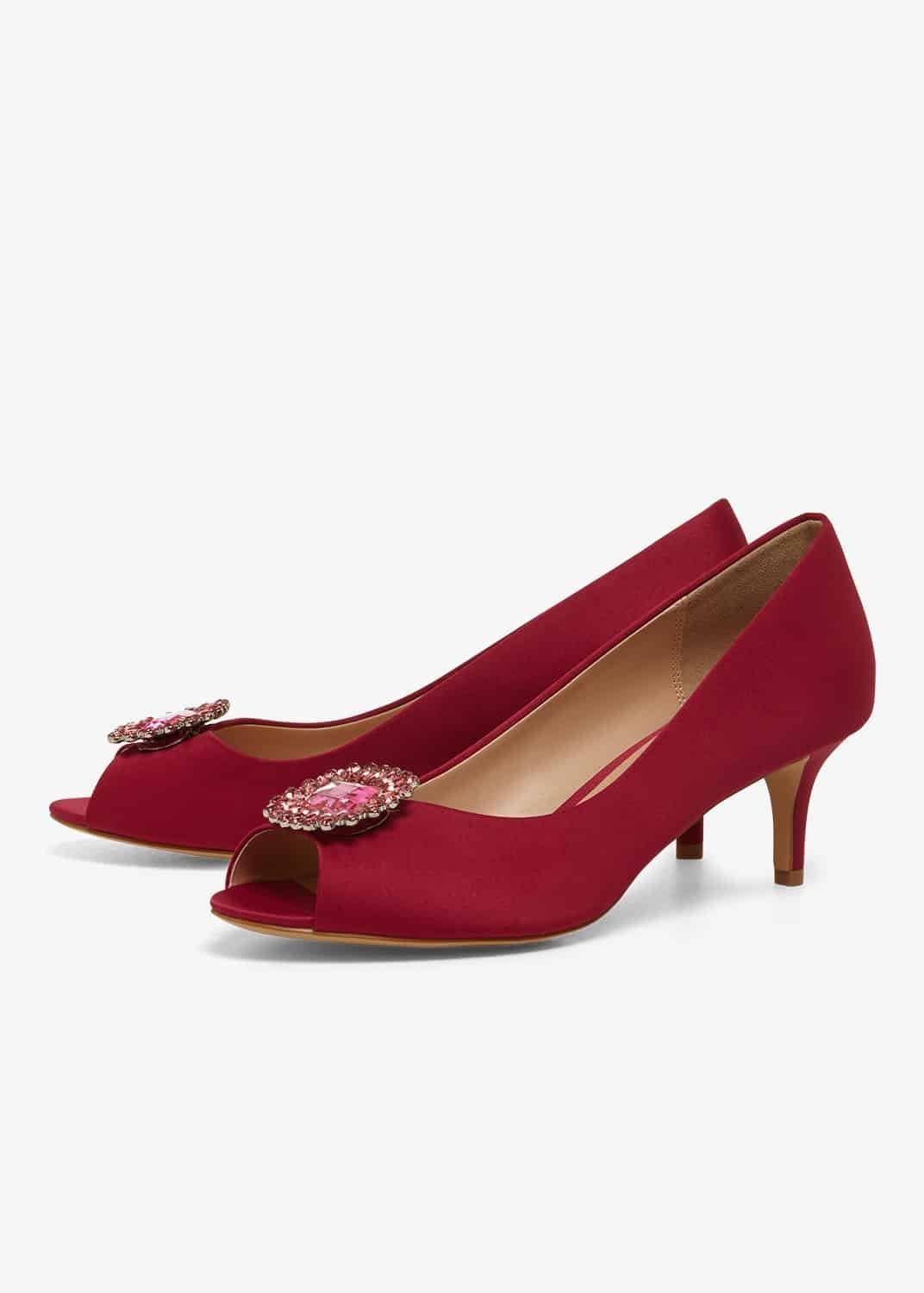 Emele Jewelled Satin Peep Toe Shoes