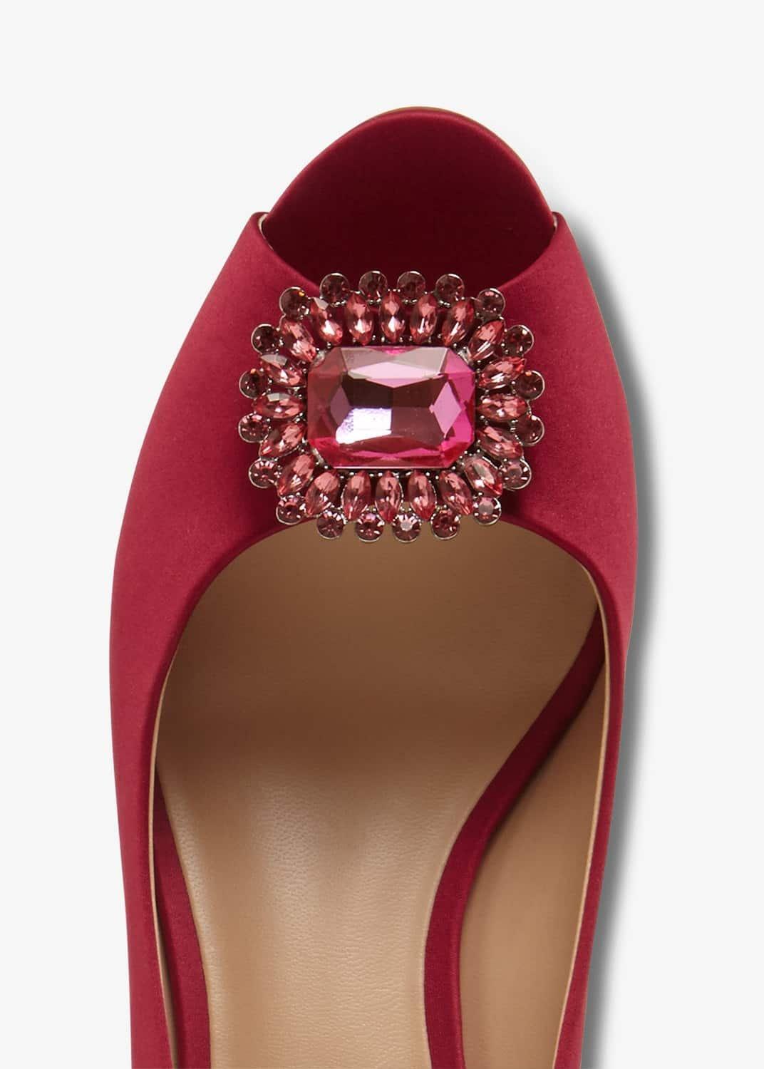 Emele Jewelled Satin Peep Toe Shoes