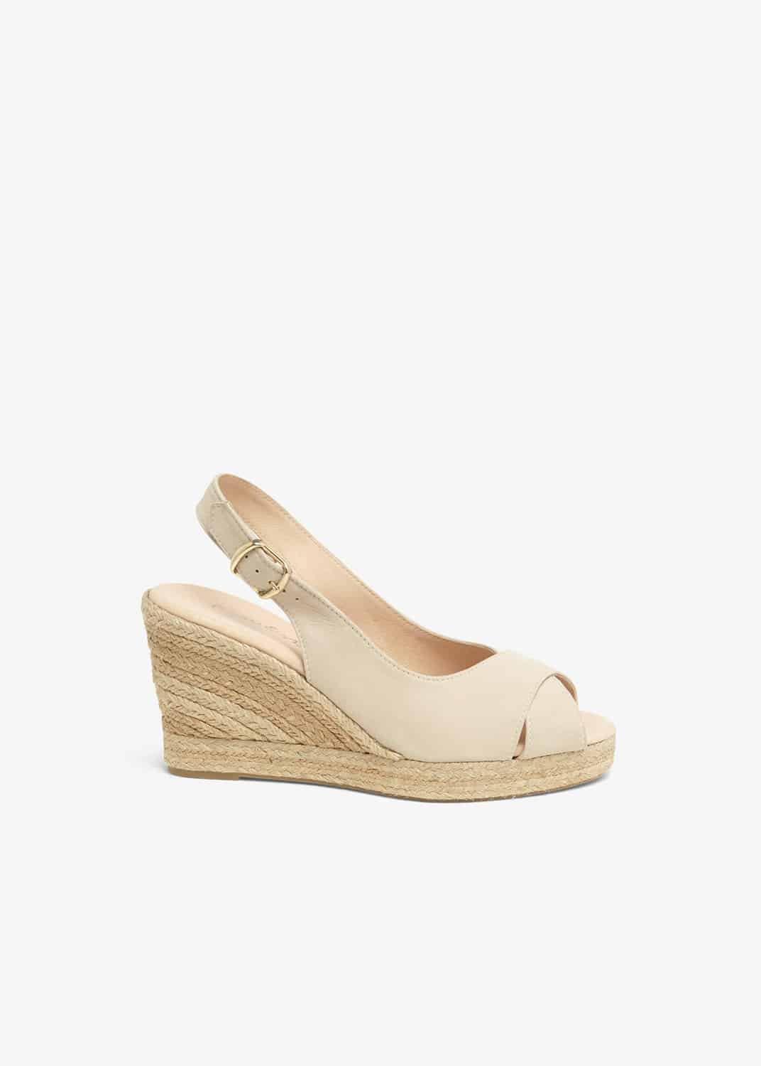 Lana Leather Peep Toe Espadrille Wedge Shoes