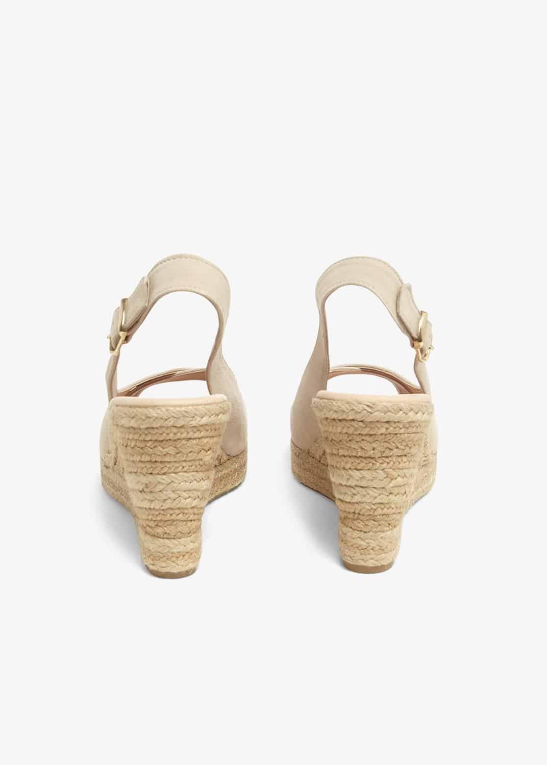 Lana Leather Peep Toe Espadrille Wedge Shoes