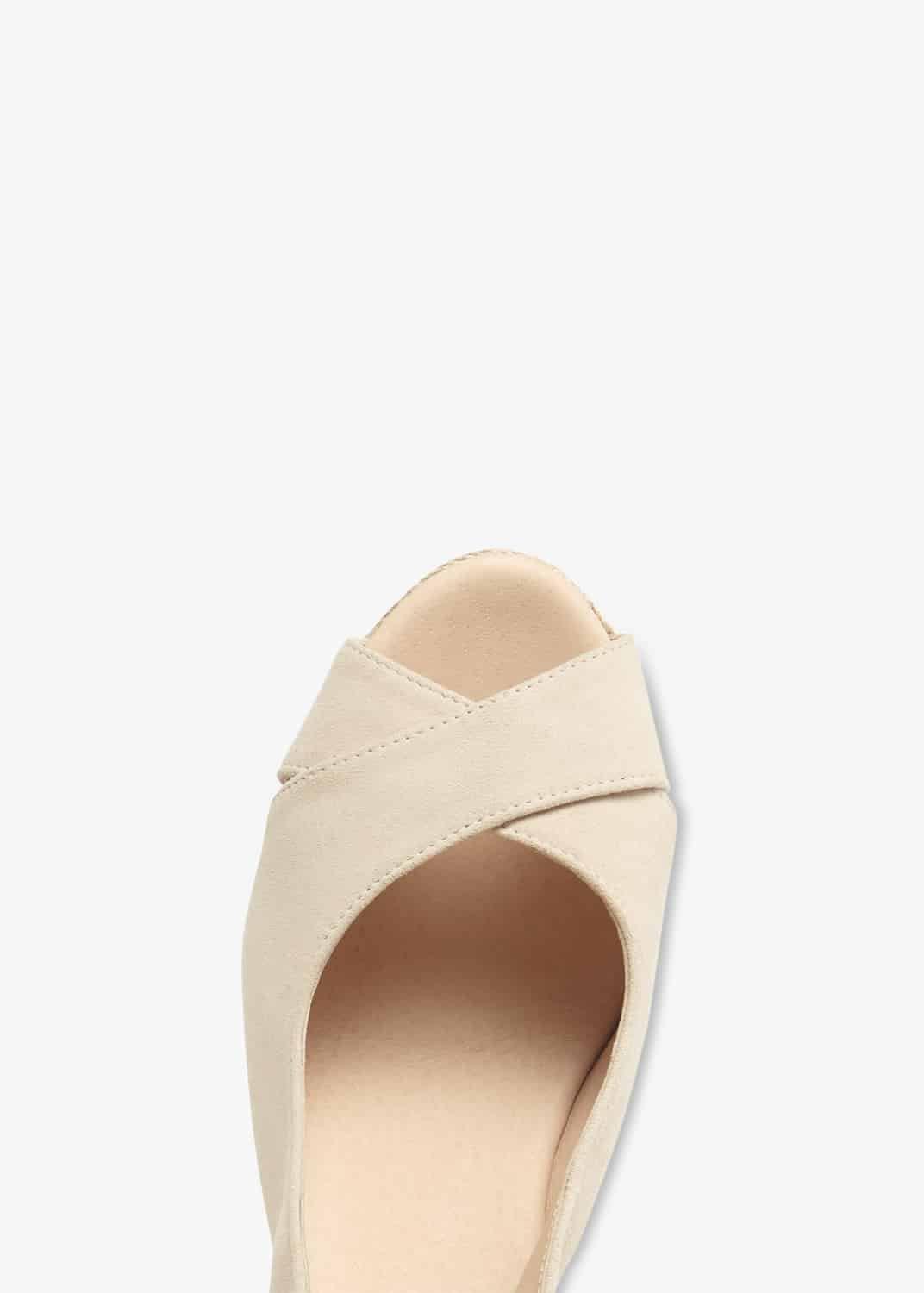 Lana Leather Peep Toe Espadrille Wedge Shoes