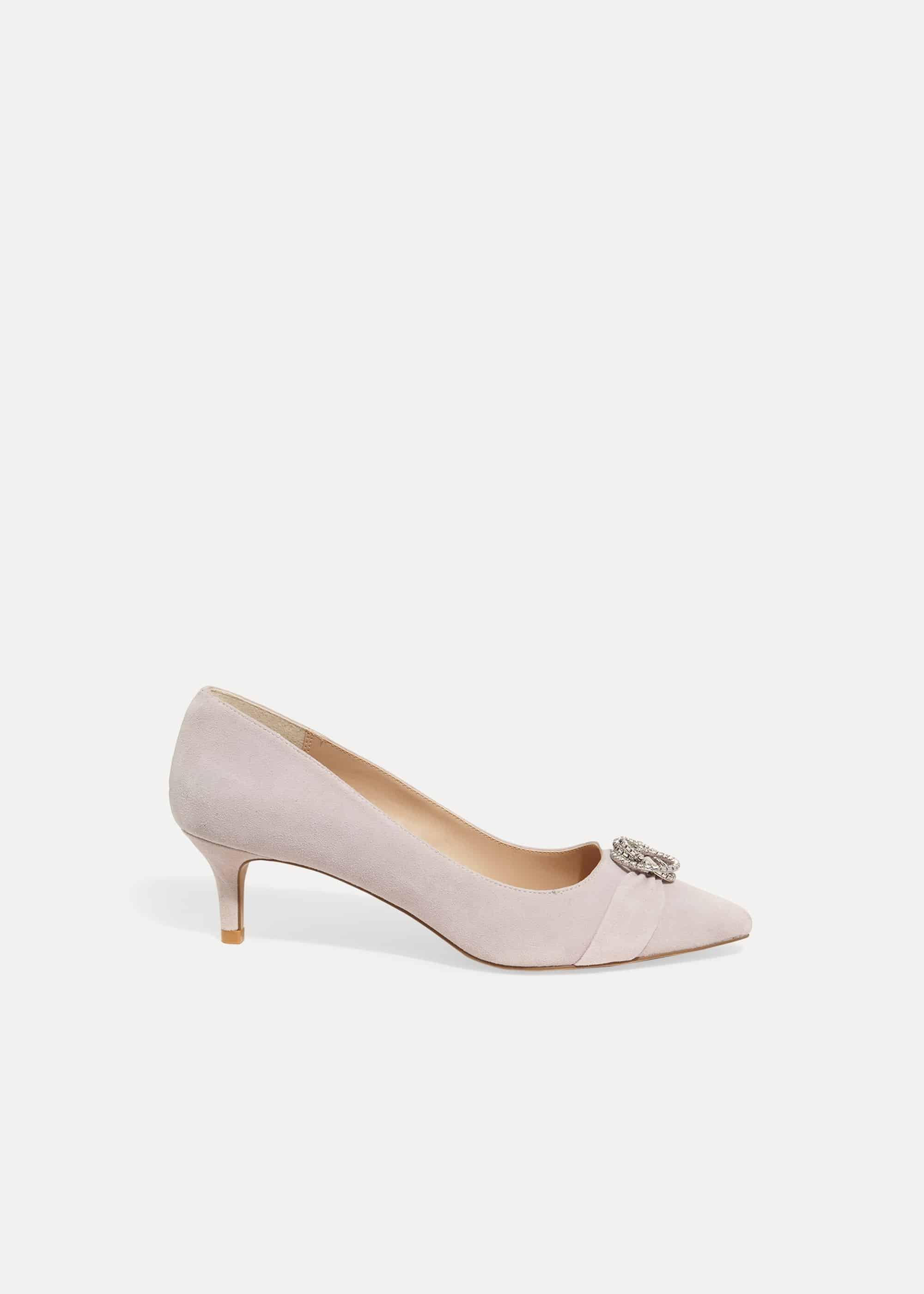 Joelle Jewelled Suede Kitten Heels
