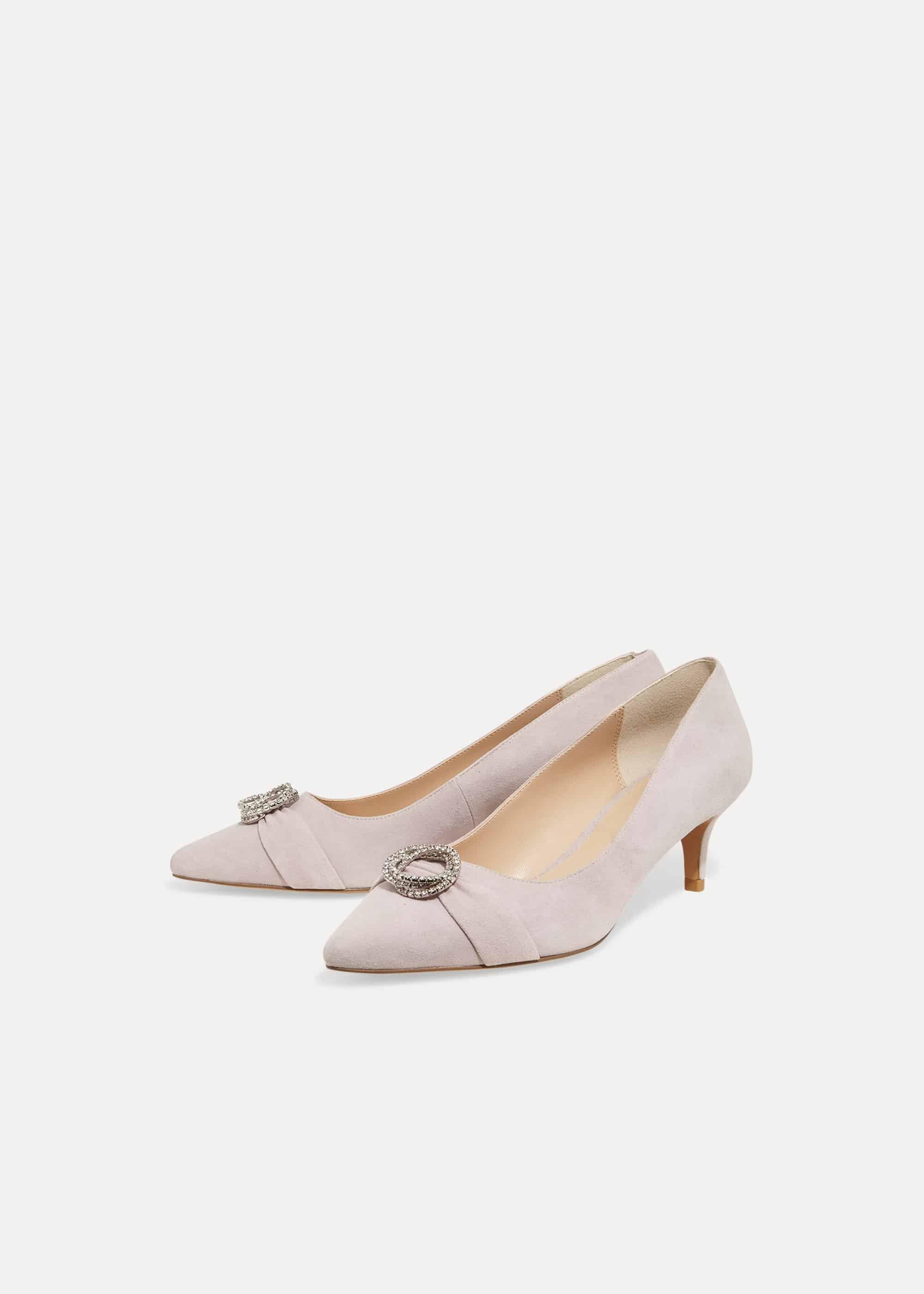 Joelle Jewelled Suede Kitten Heels