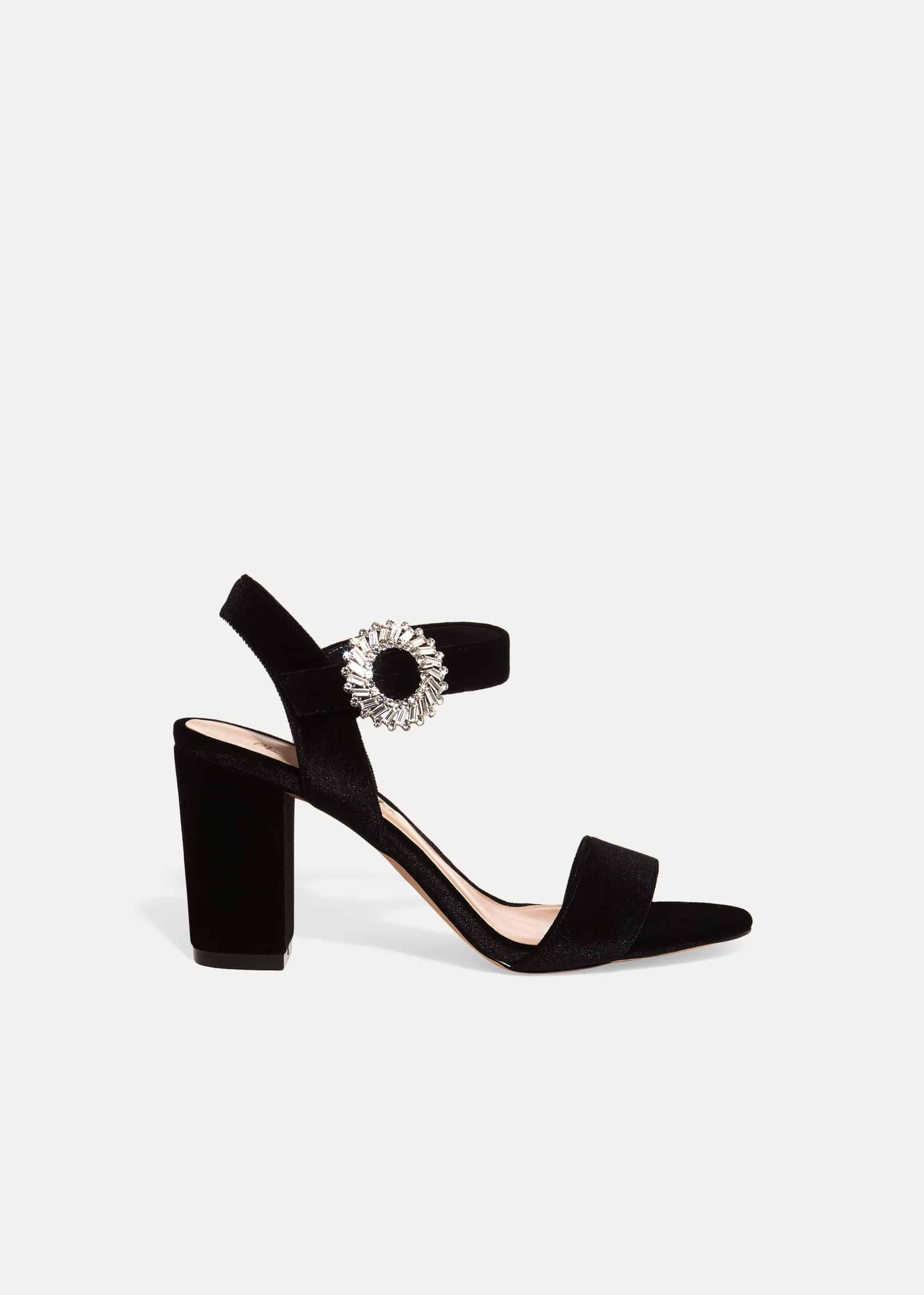 Cat Velvet Jewel Block Heel