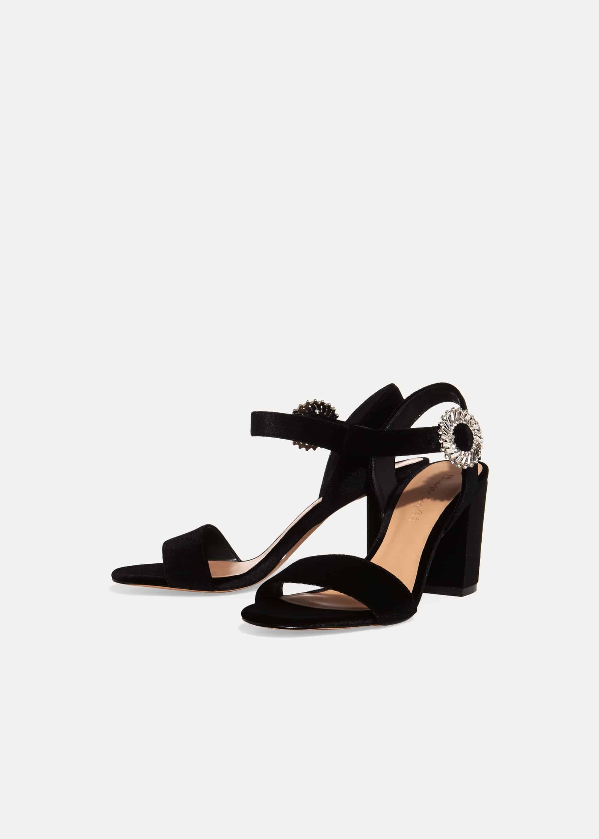 Cat Velvet Jewel Block Heel