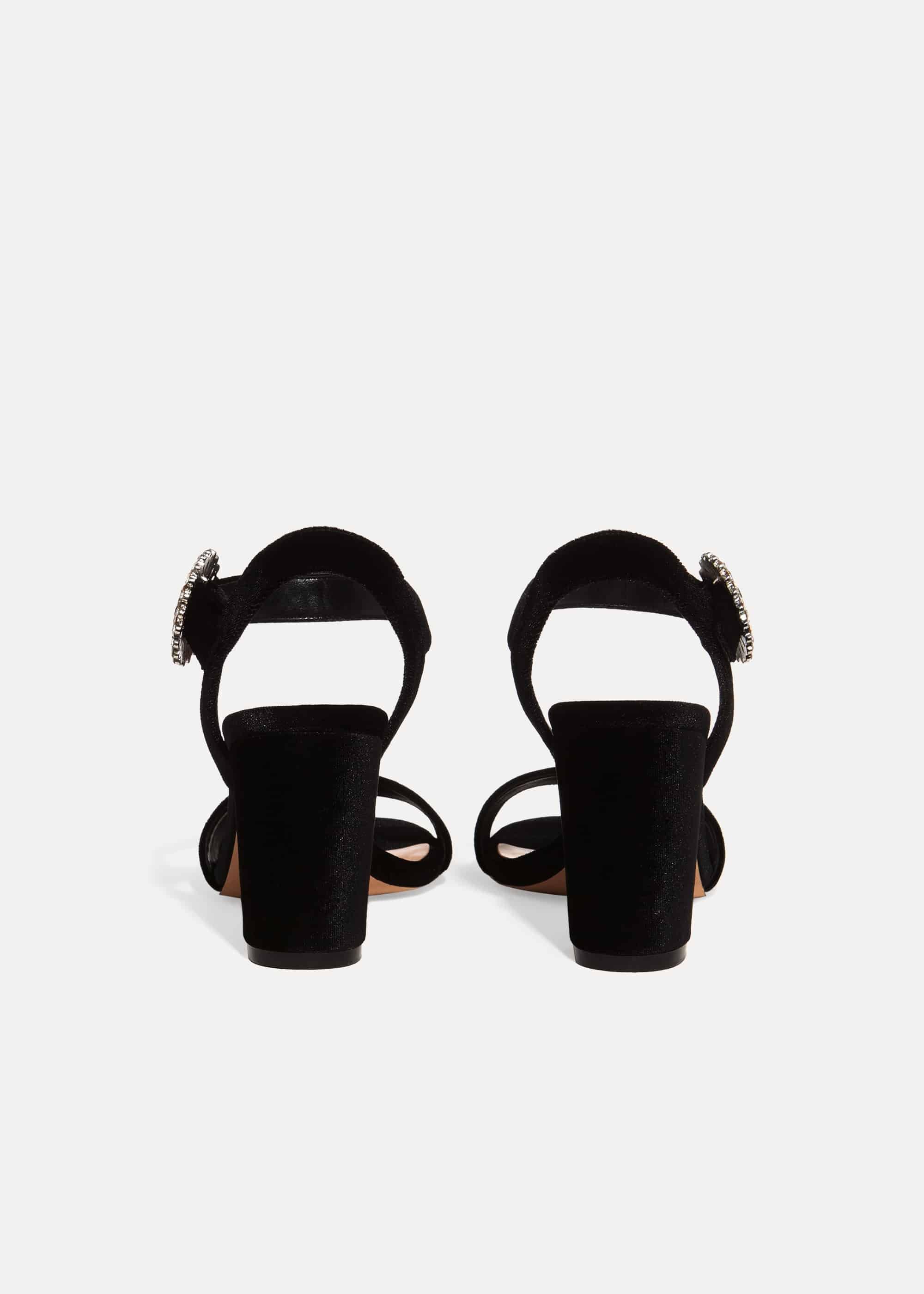 Cat Velvet Jewel Block Heel