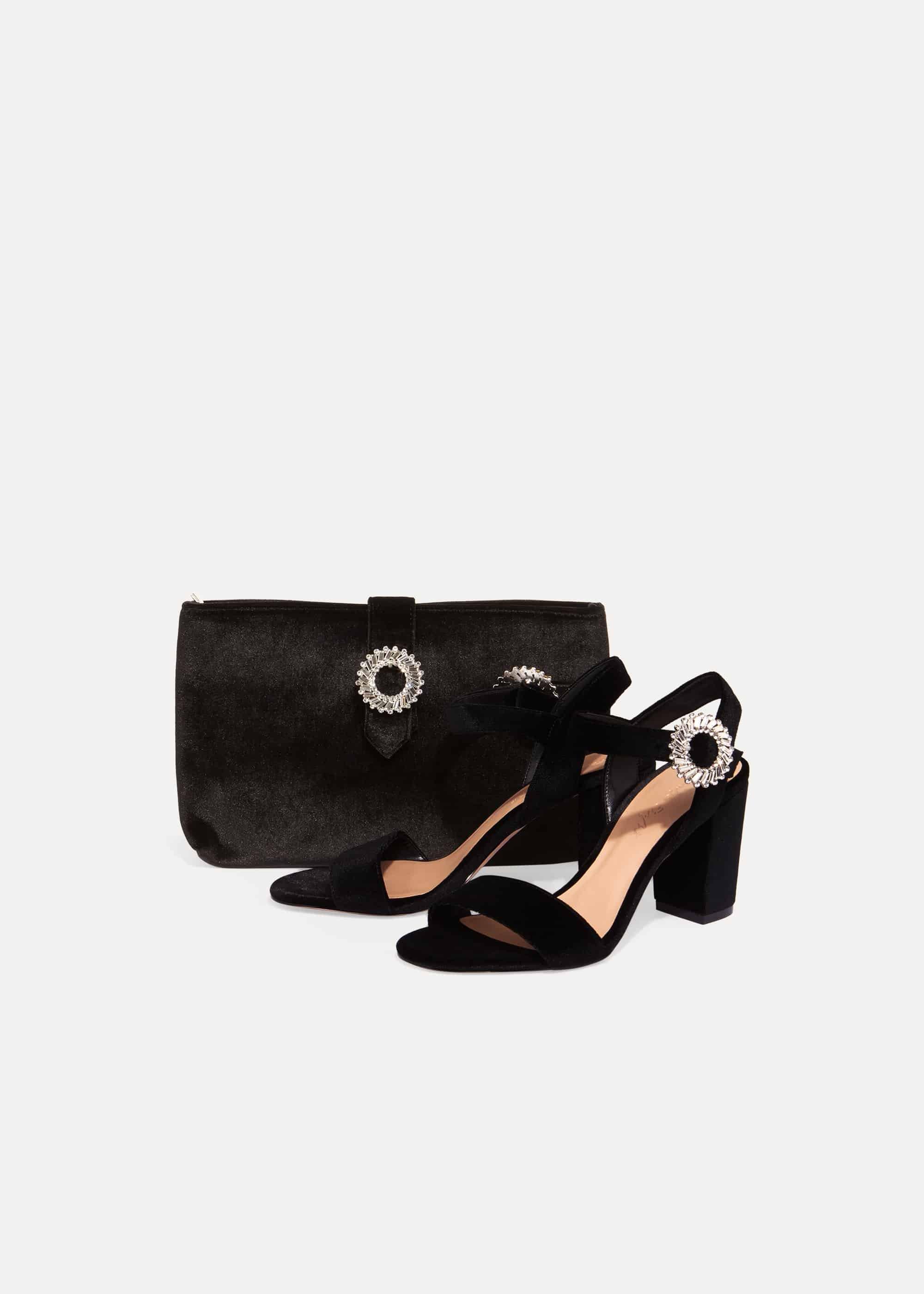 Cat Velvet Jewel Block Heel