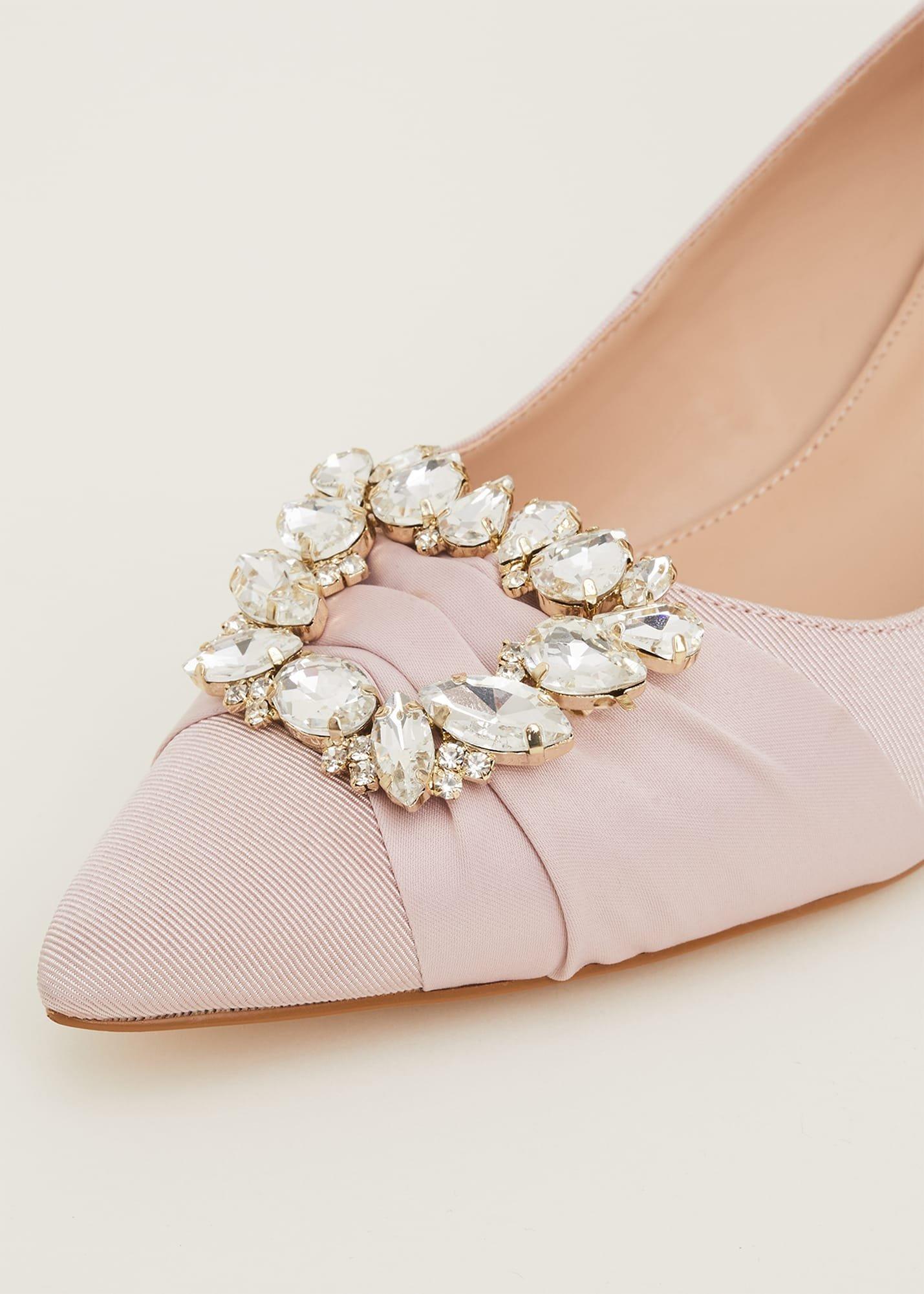 Dasha Grosgrain Jewelled Kitten Heel