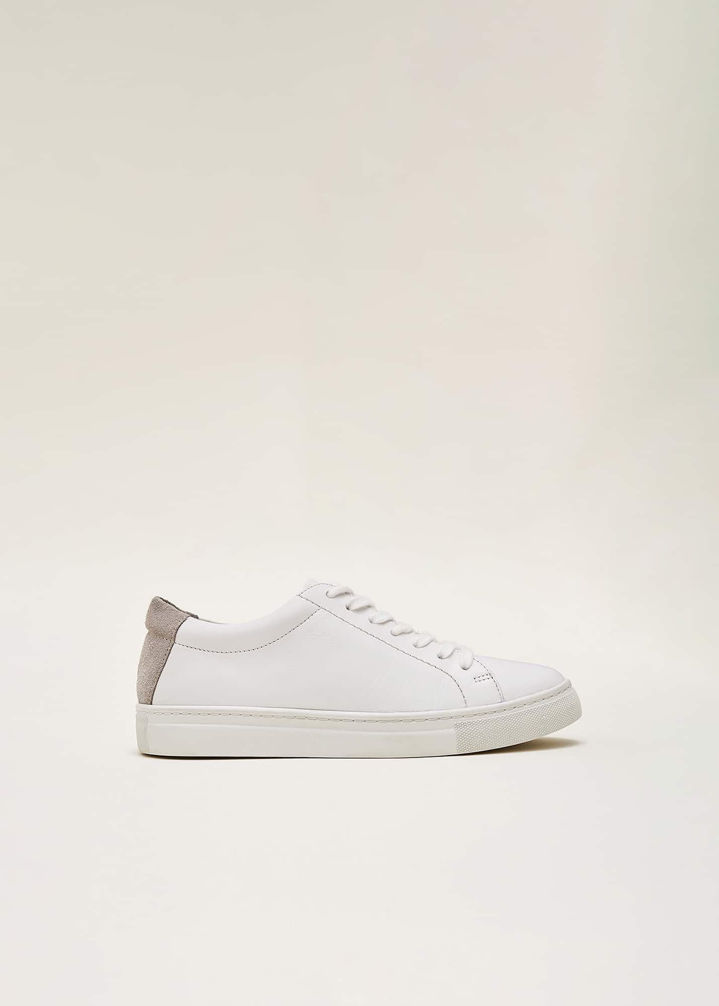 Fleur White Leather Trainers