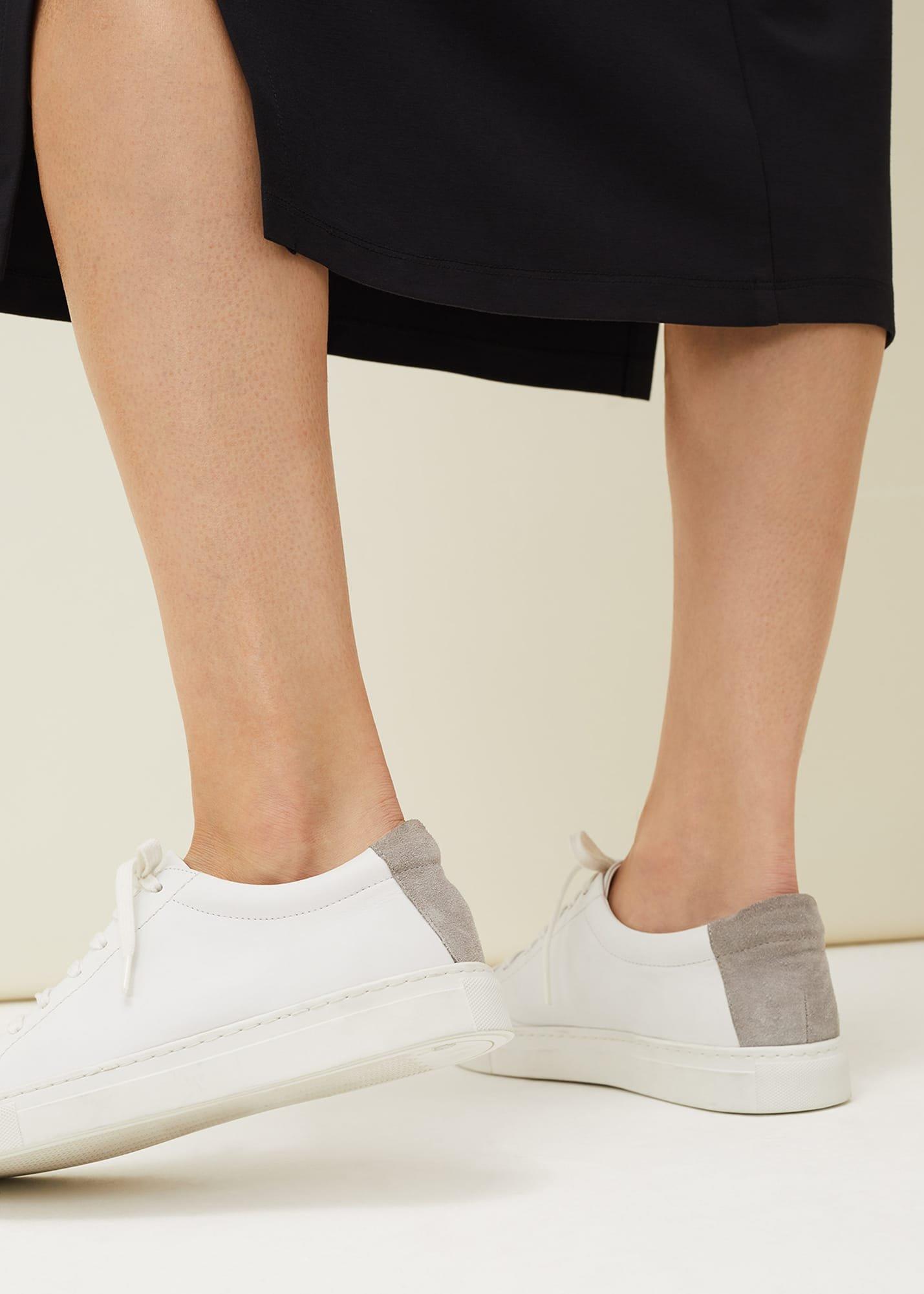 Fleur White Leather Trainers