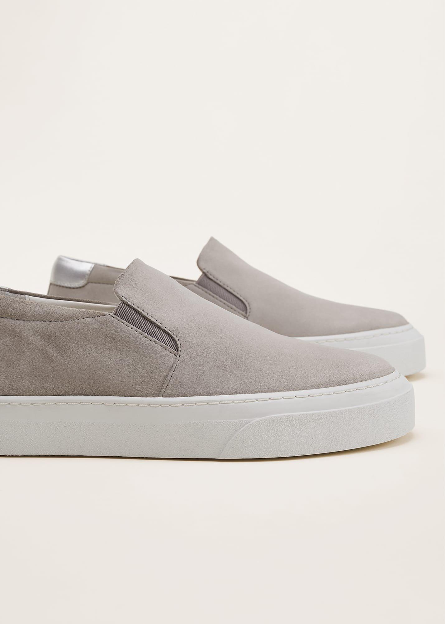Theresa Grey Suede Slip-On Trainers