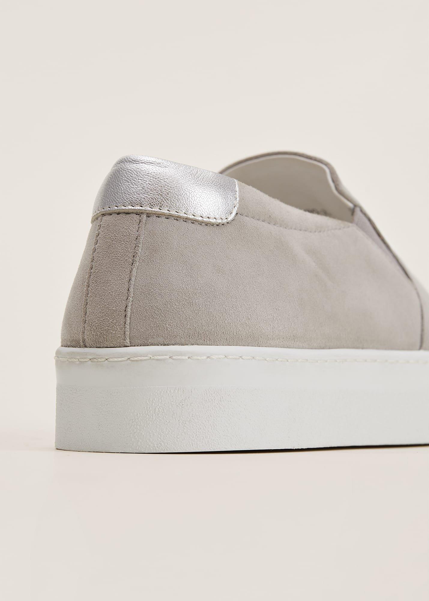 Theresa Grey Suede Slip-On Trainers