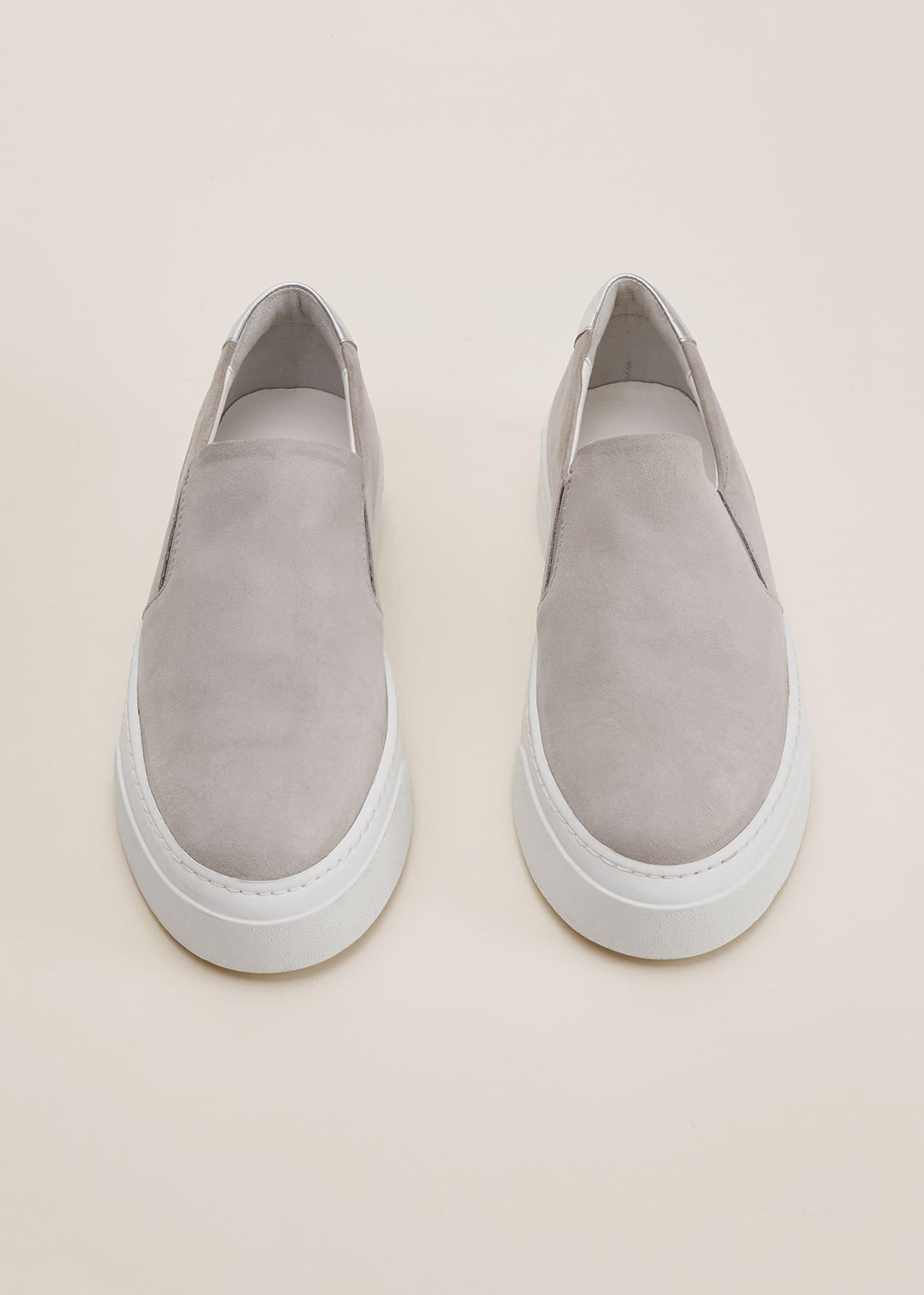Theresa Grey Suede Slip-On Trainers