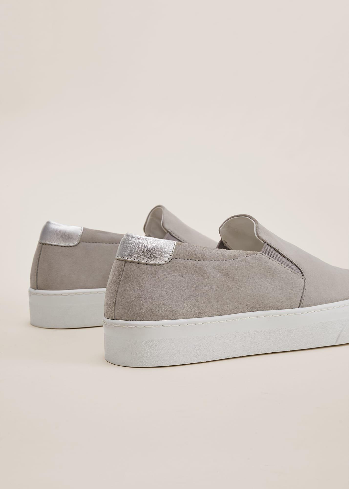 Theresa Grey Suede Slip-On Trainers