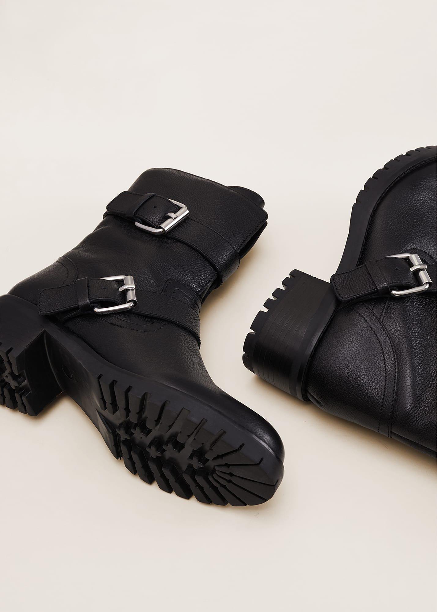Alaska Black Leather Biker Boots