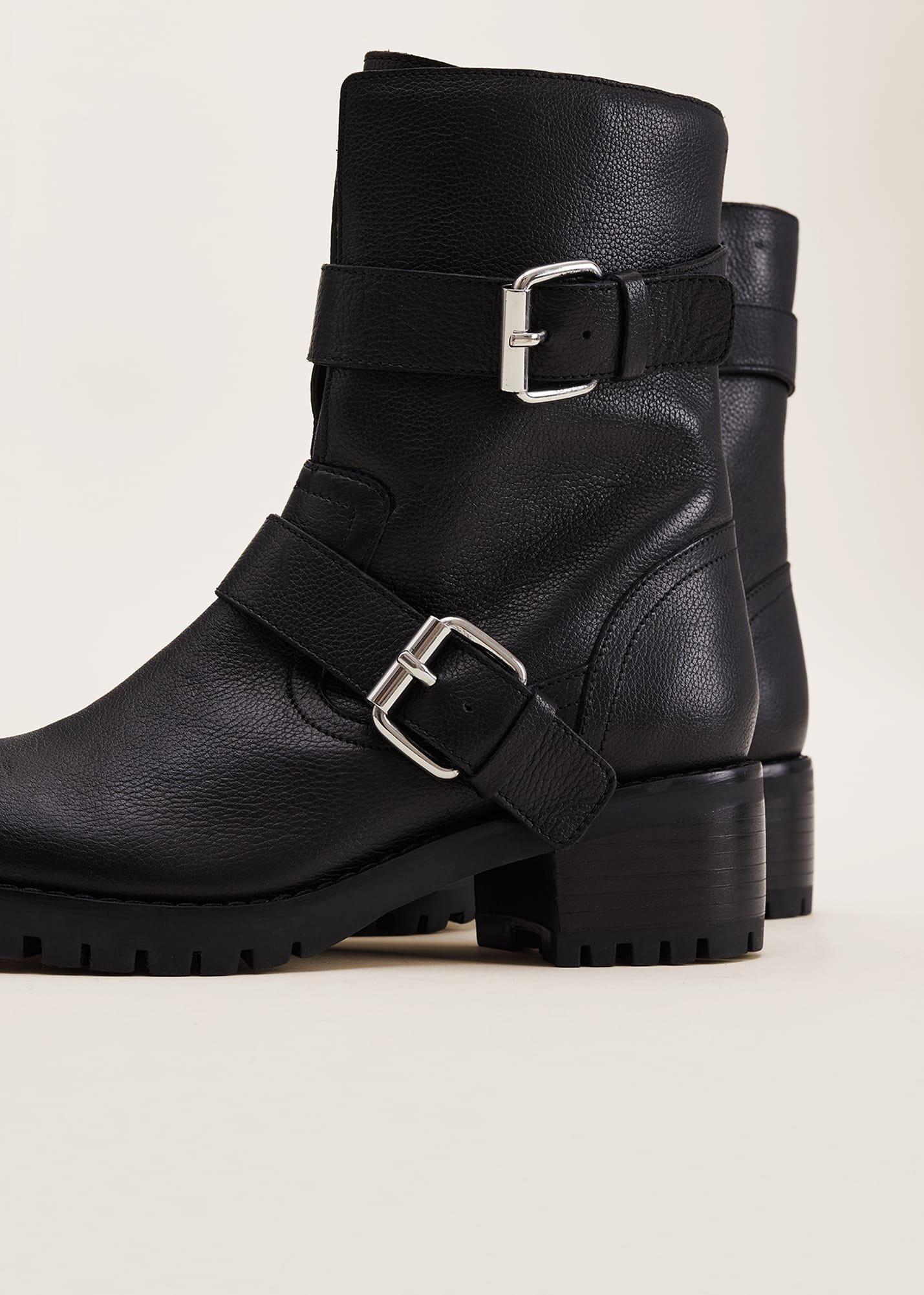 Alaska Black Leather Biker Boots