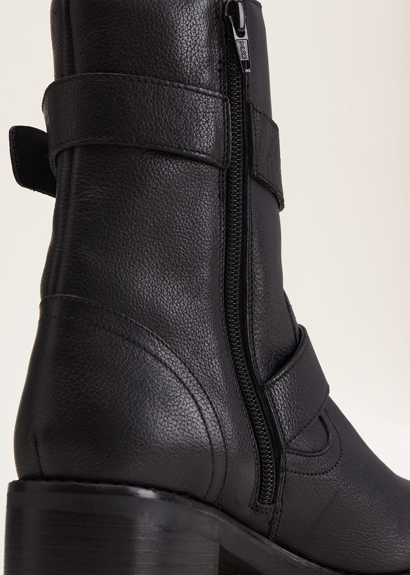 Alaska Black Leather Biker Boots