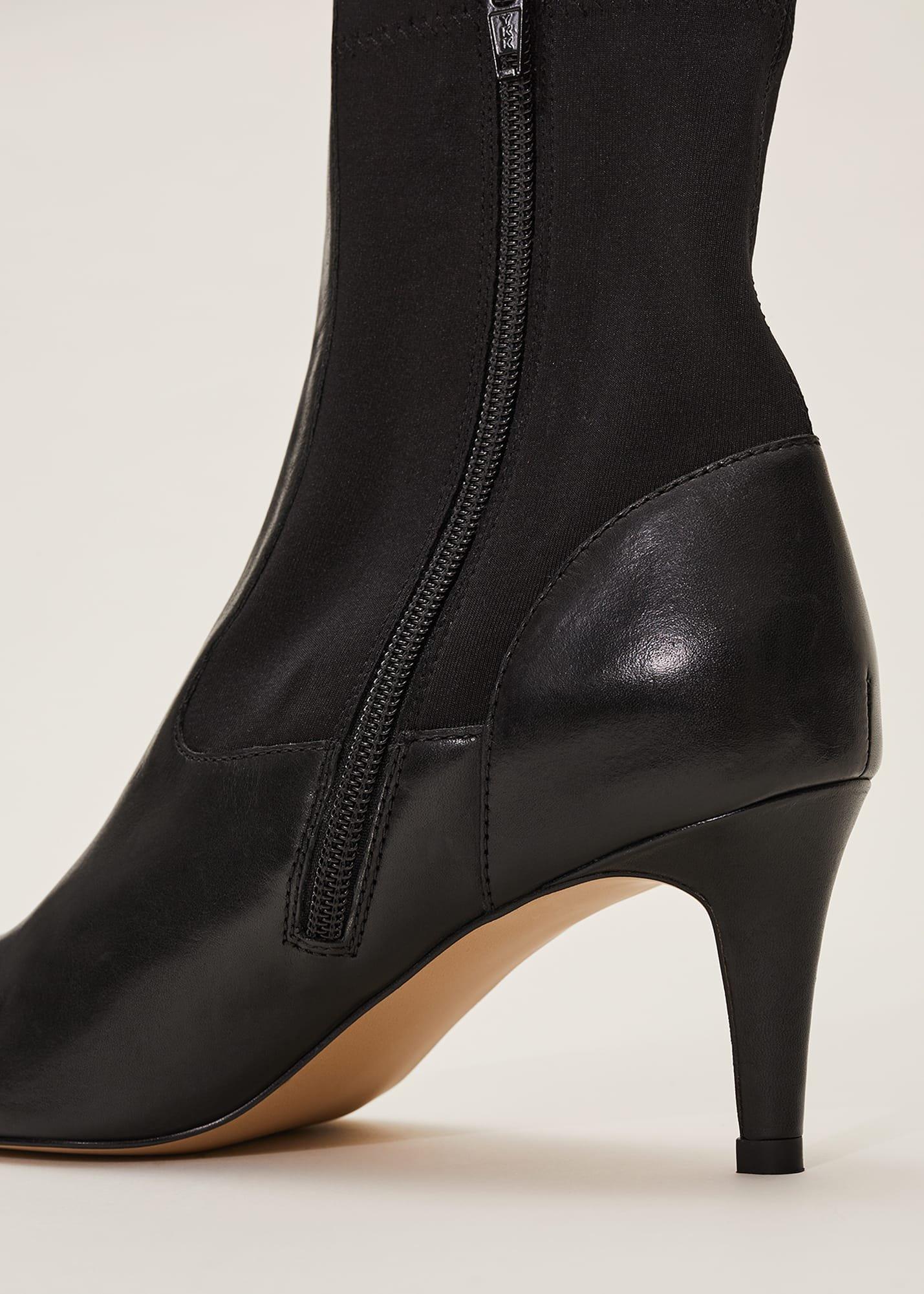 Dolly Black Leather Sock Boots