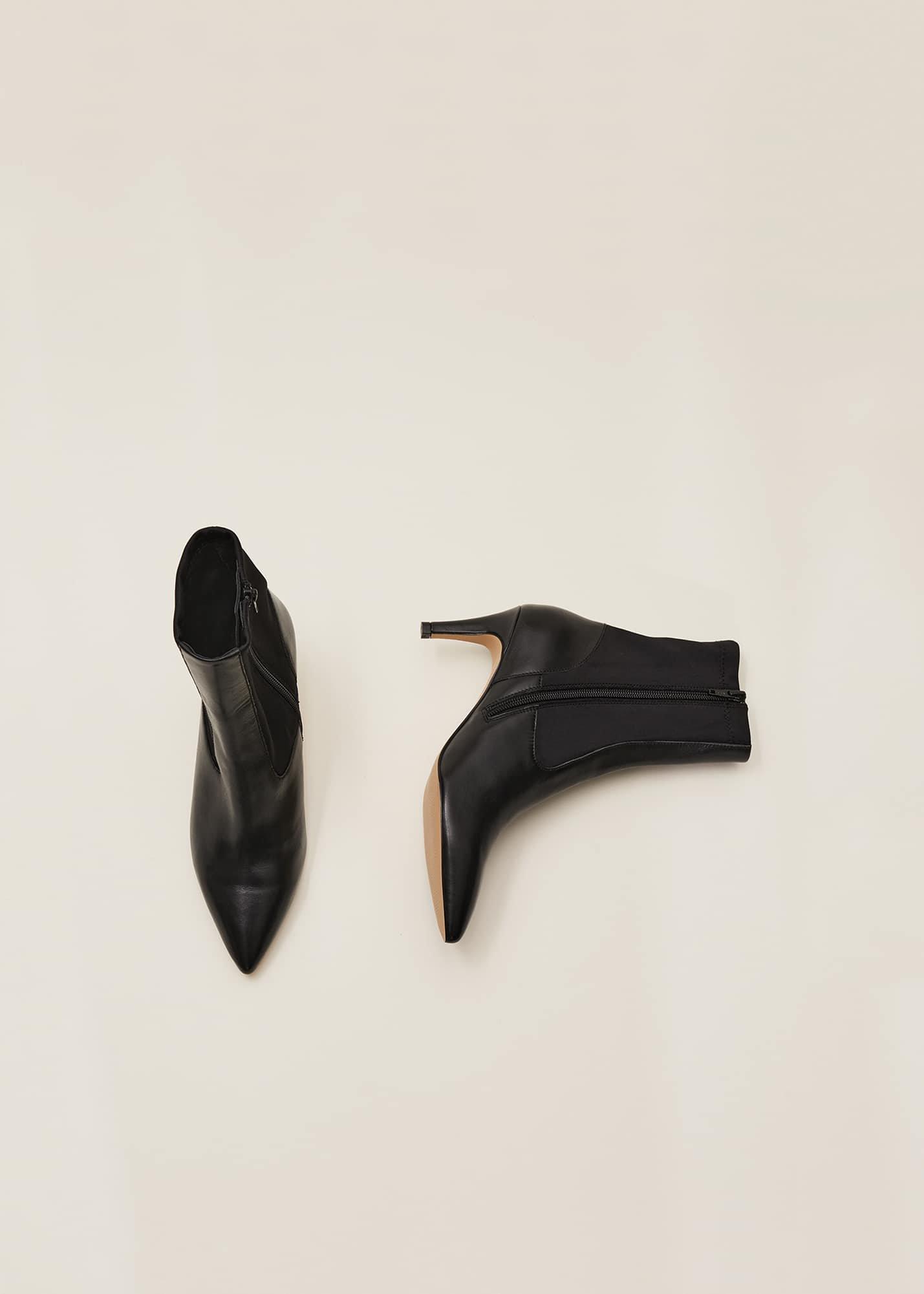 Dolly Black Leather Sock Boots