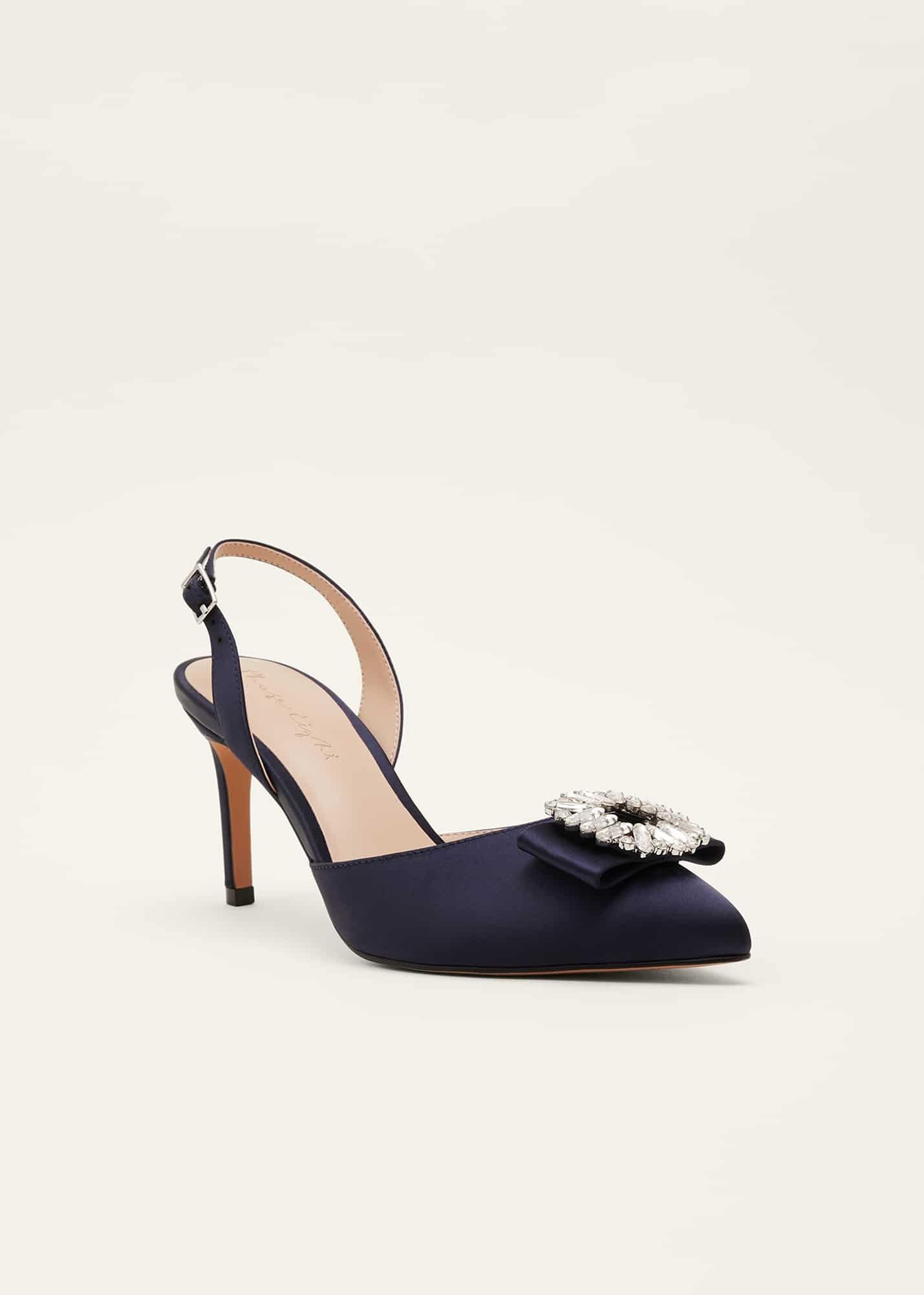Embellished Satin Slingback Heels