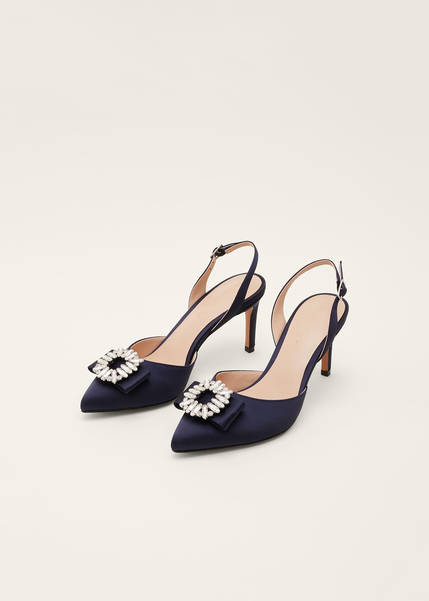 Embellished Satin Slingback Heels