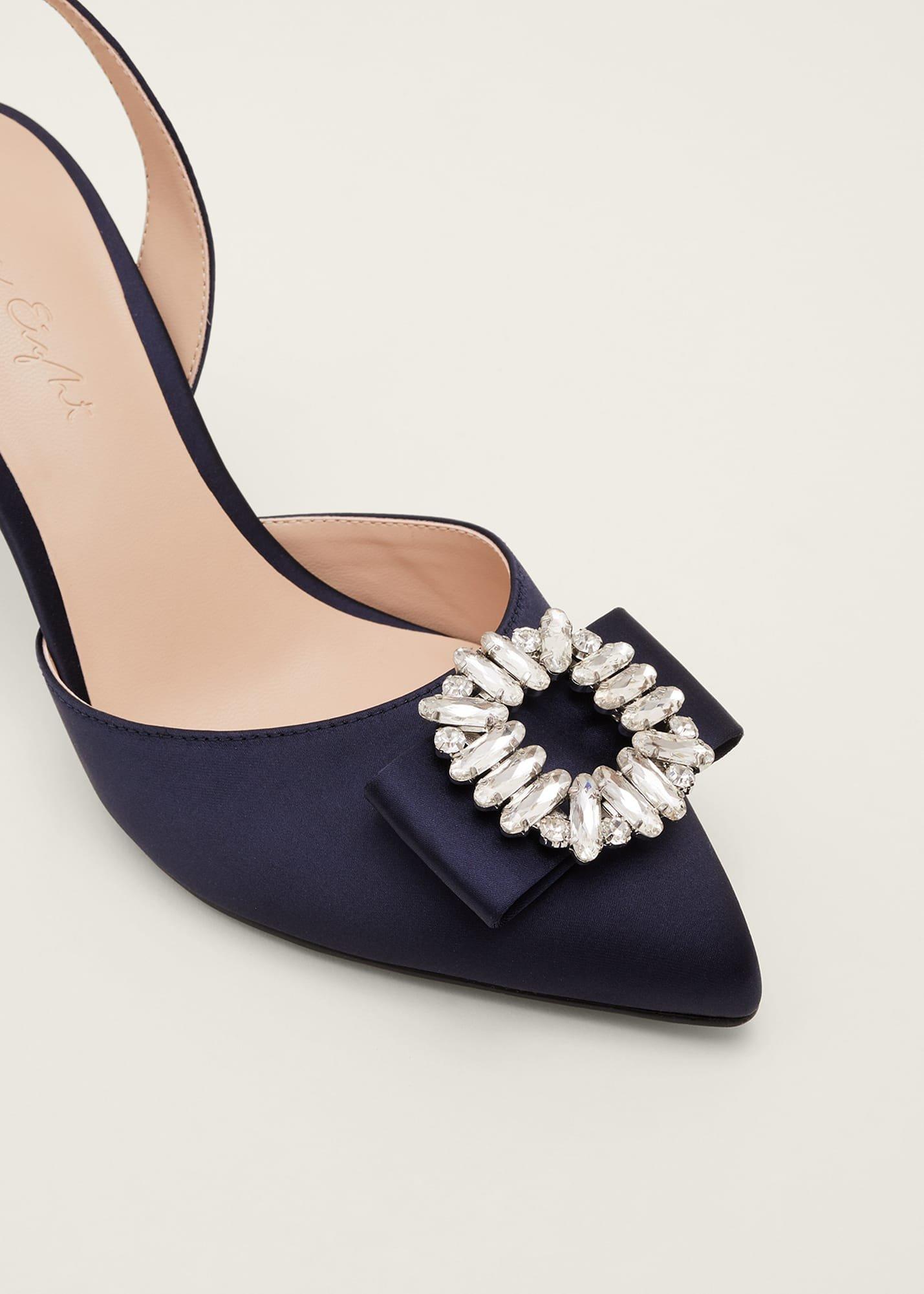 Embellished Satin Slingback Heels