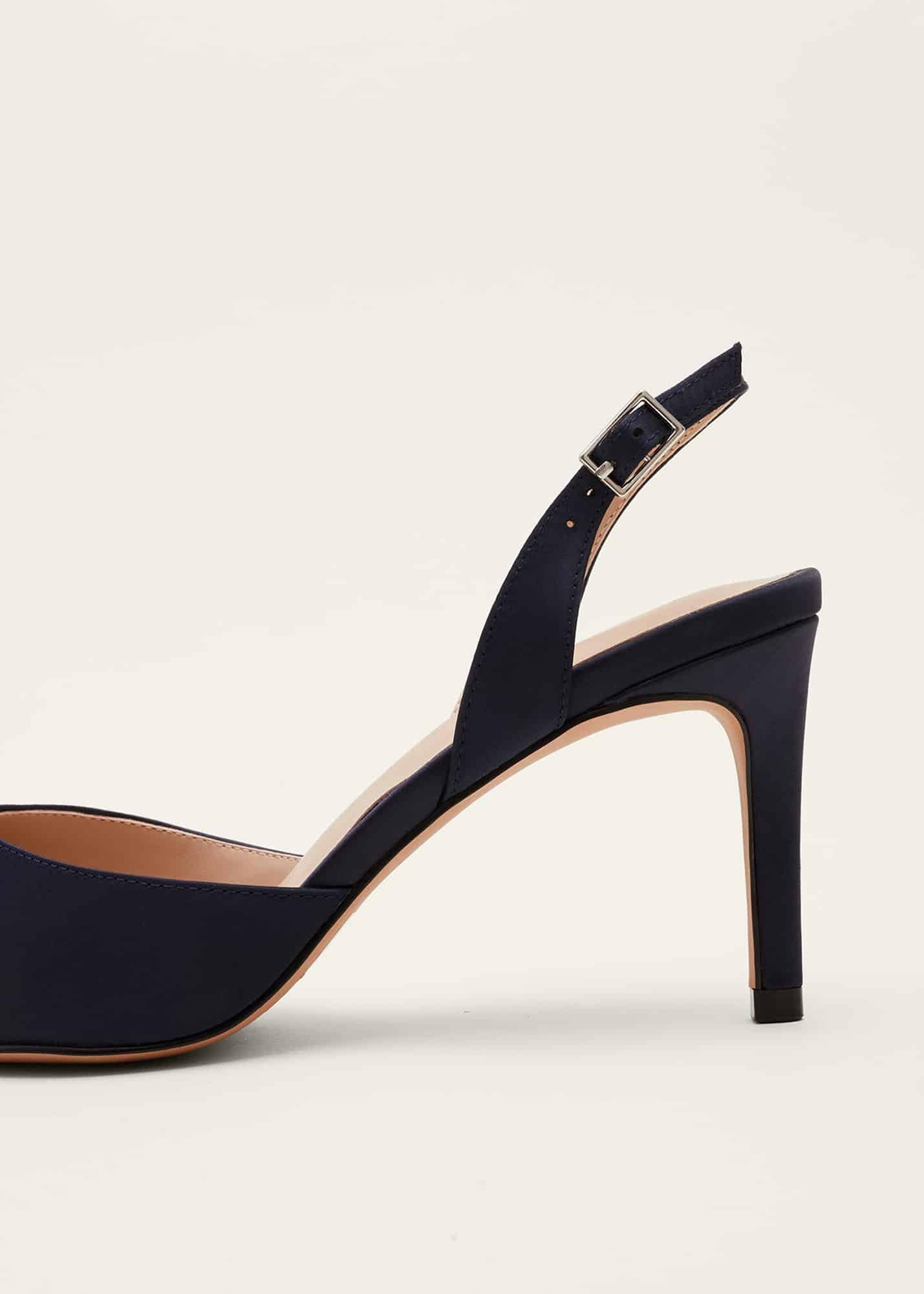 Embellished Satin Slingback Heels
