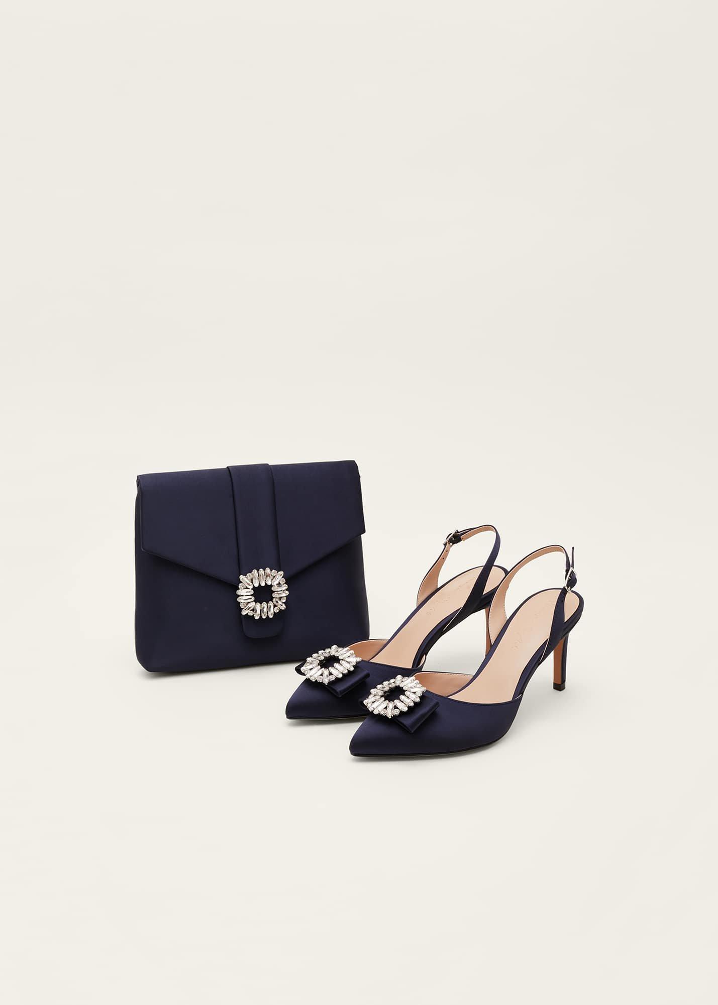 Embellished Satin Slingback Heels