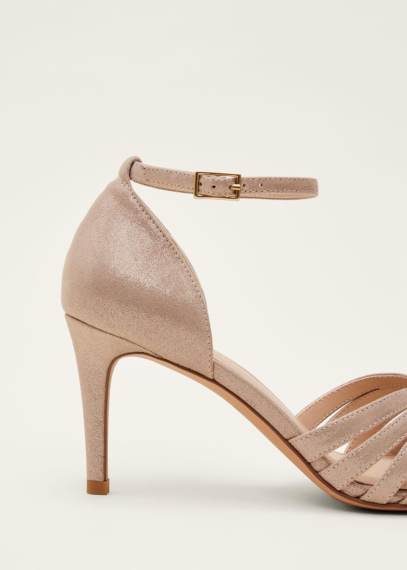 Stitched Metallic Heel Sandal