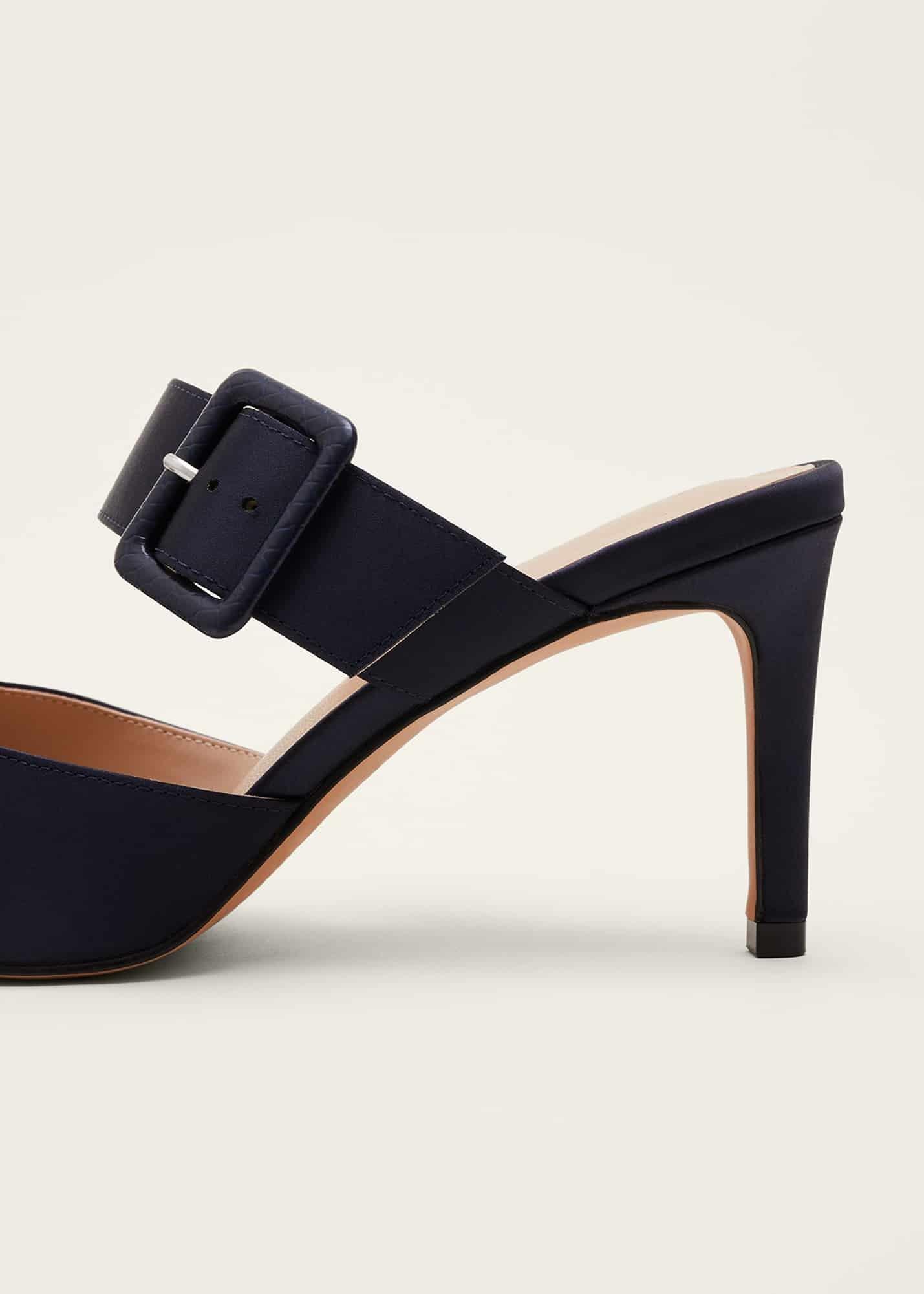 Textured Buckle Satin Heel