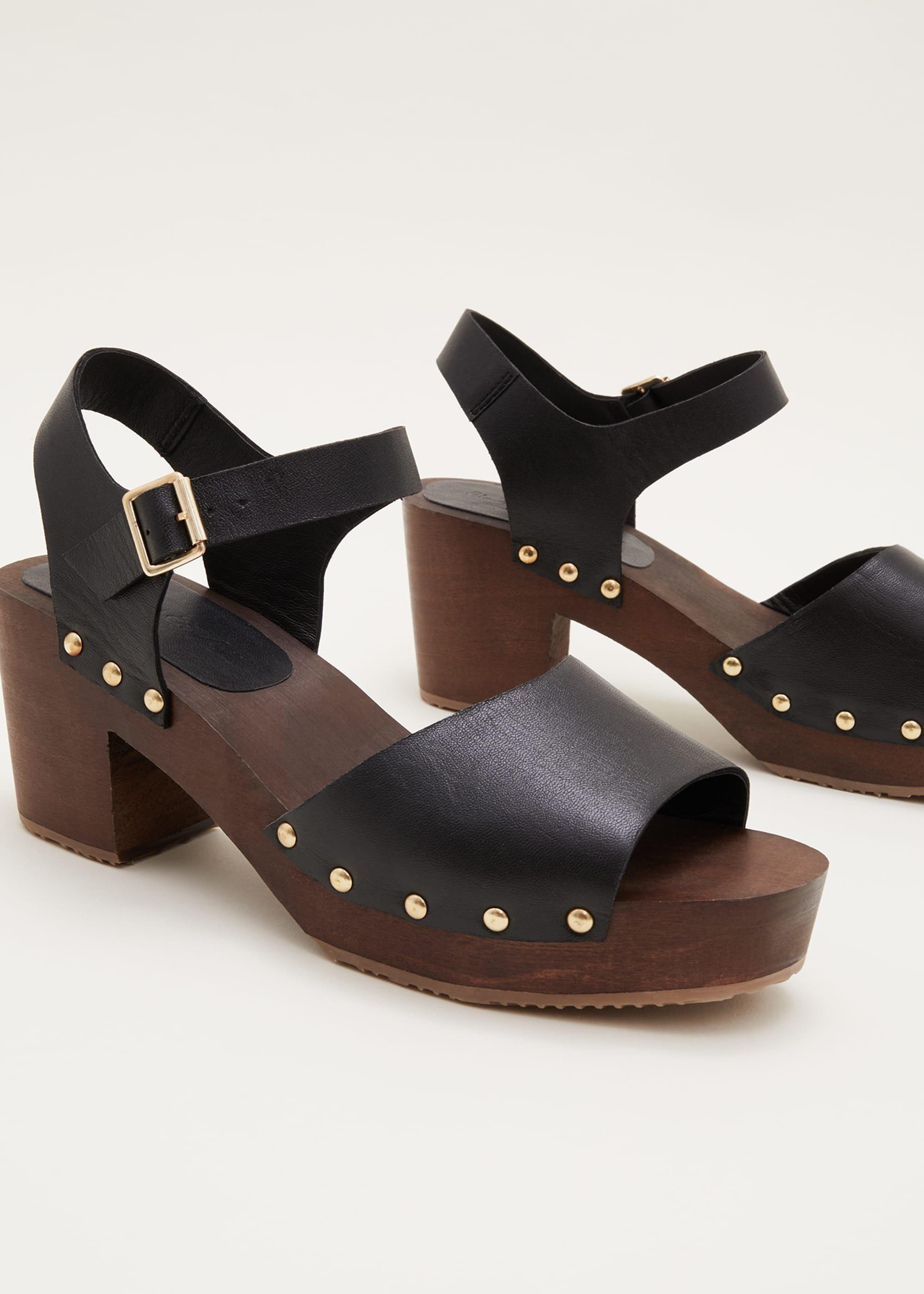Leather Heel Sandal Clog