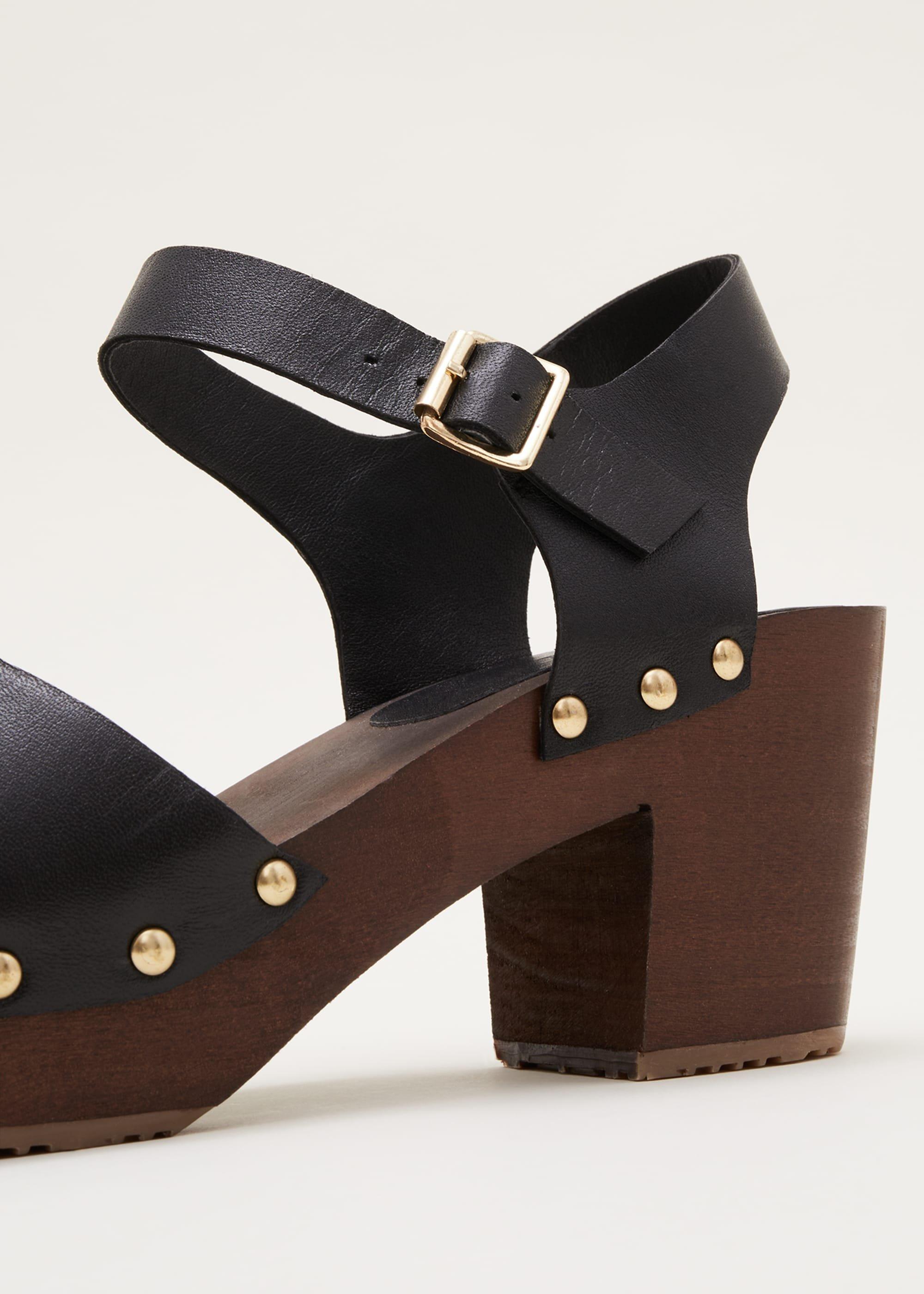 Leather Heel Sandal Clog