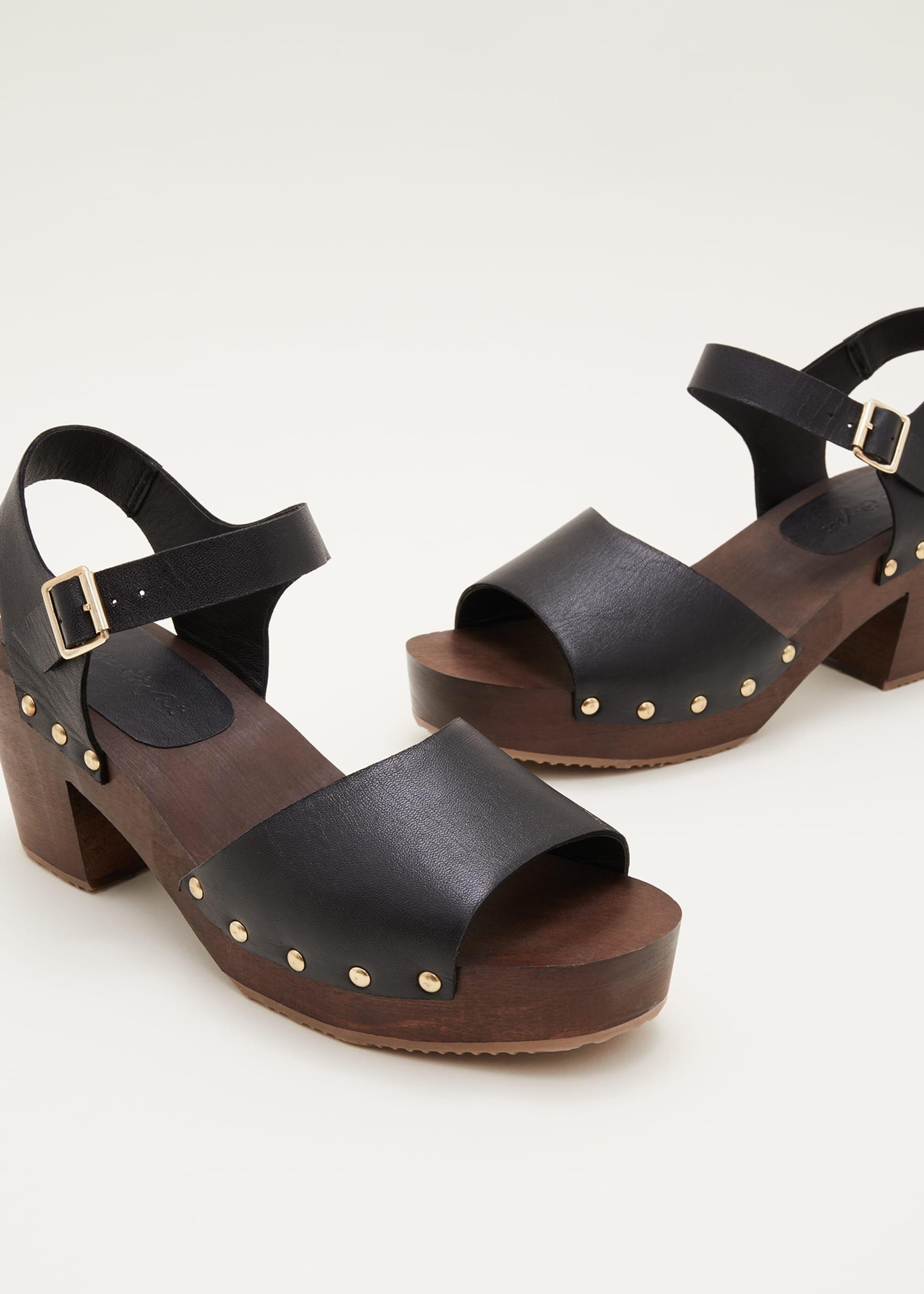 Leather Heel Sandal Clog