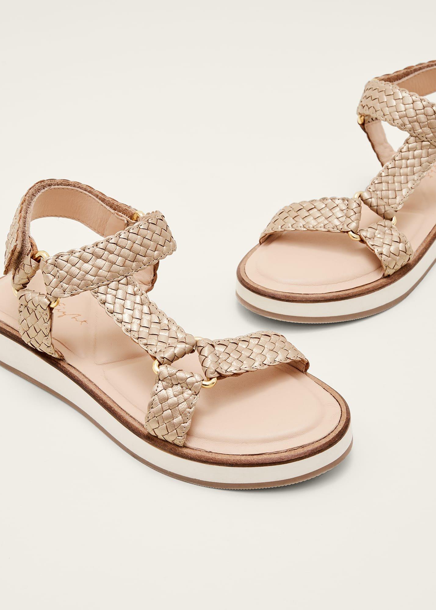 Leather Weave Velcro Sandal