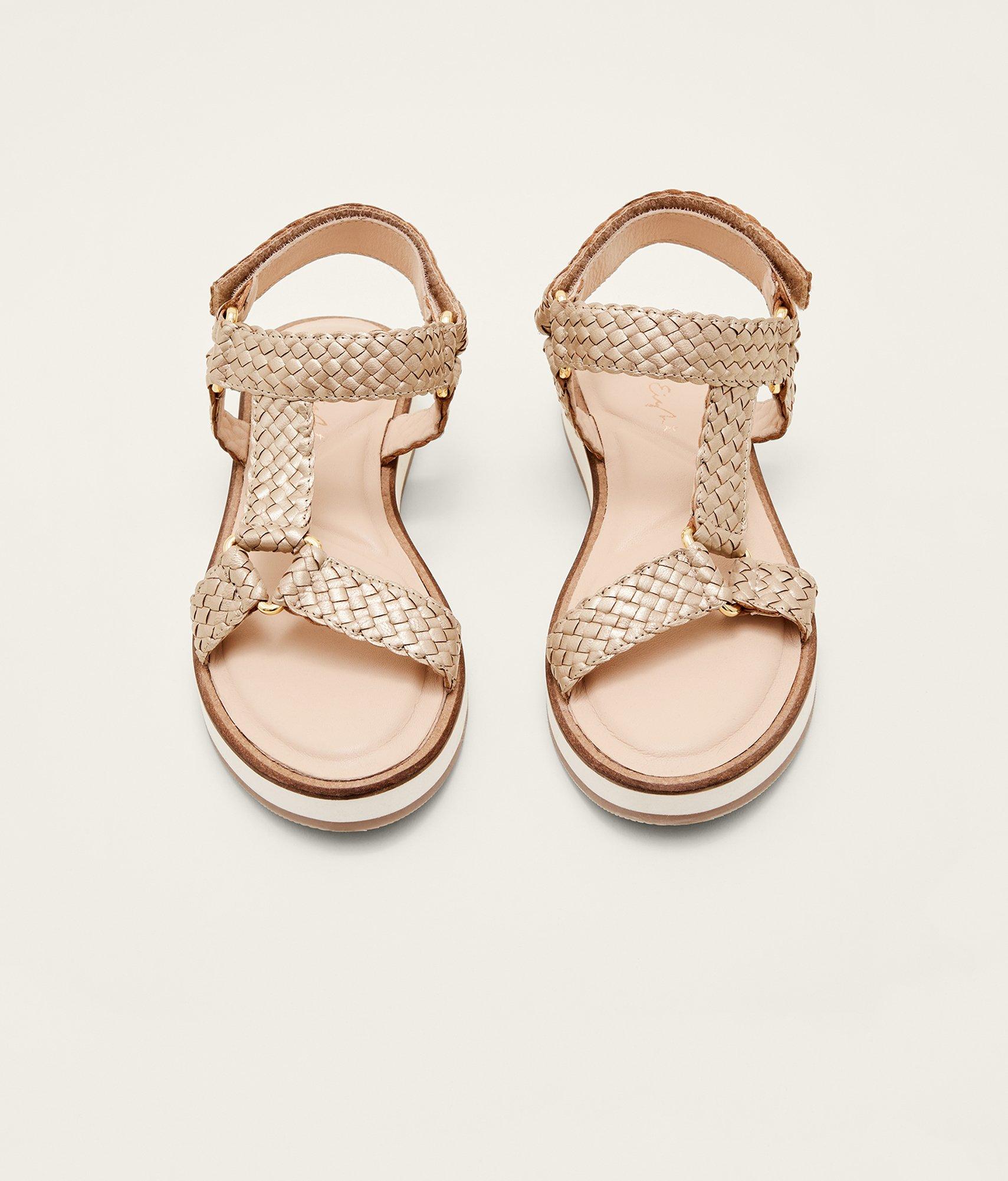 Leather Weave Velcro Sandal