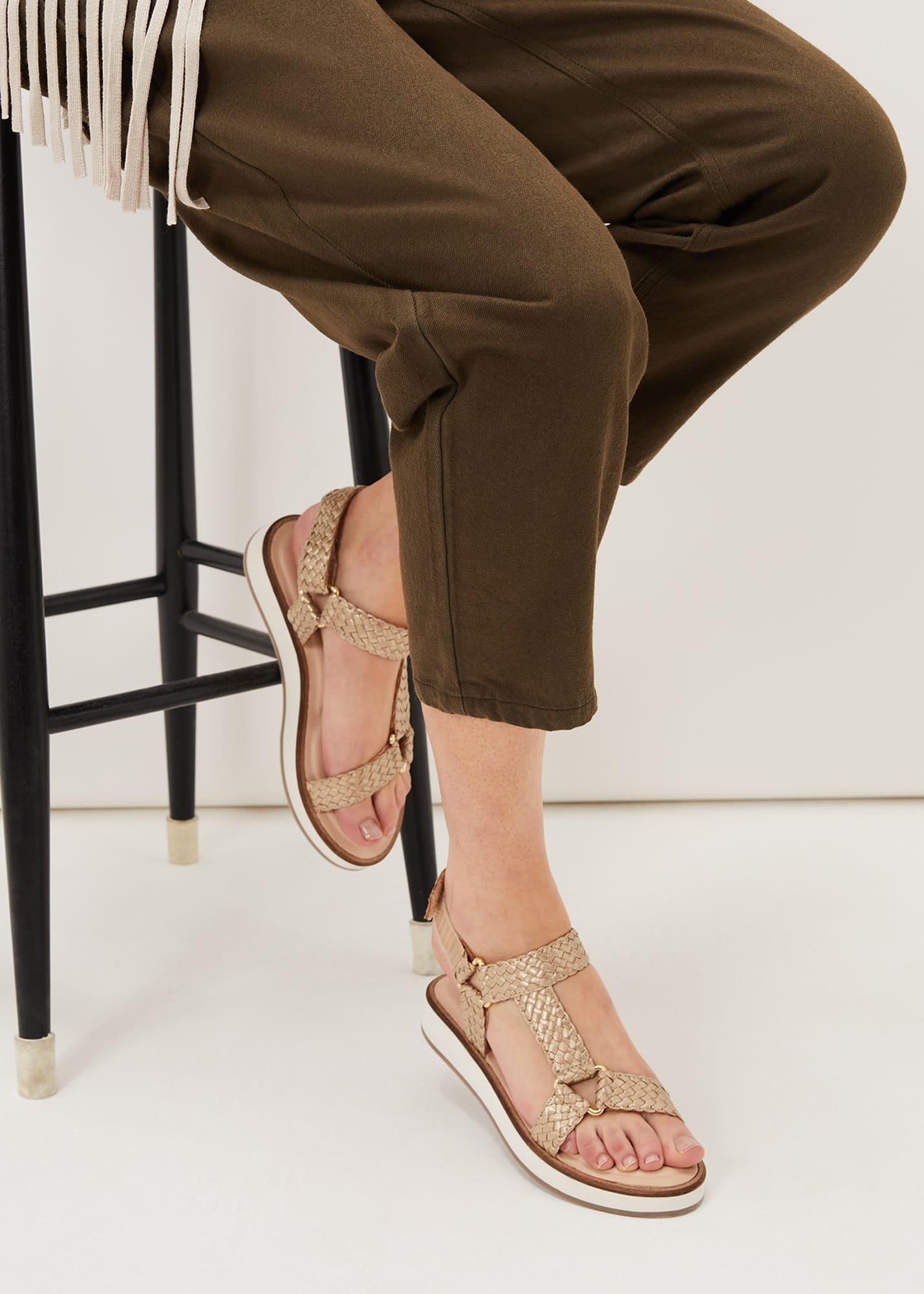 Leather Weave Velcro Sandal