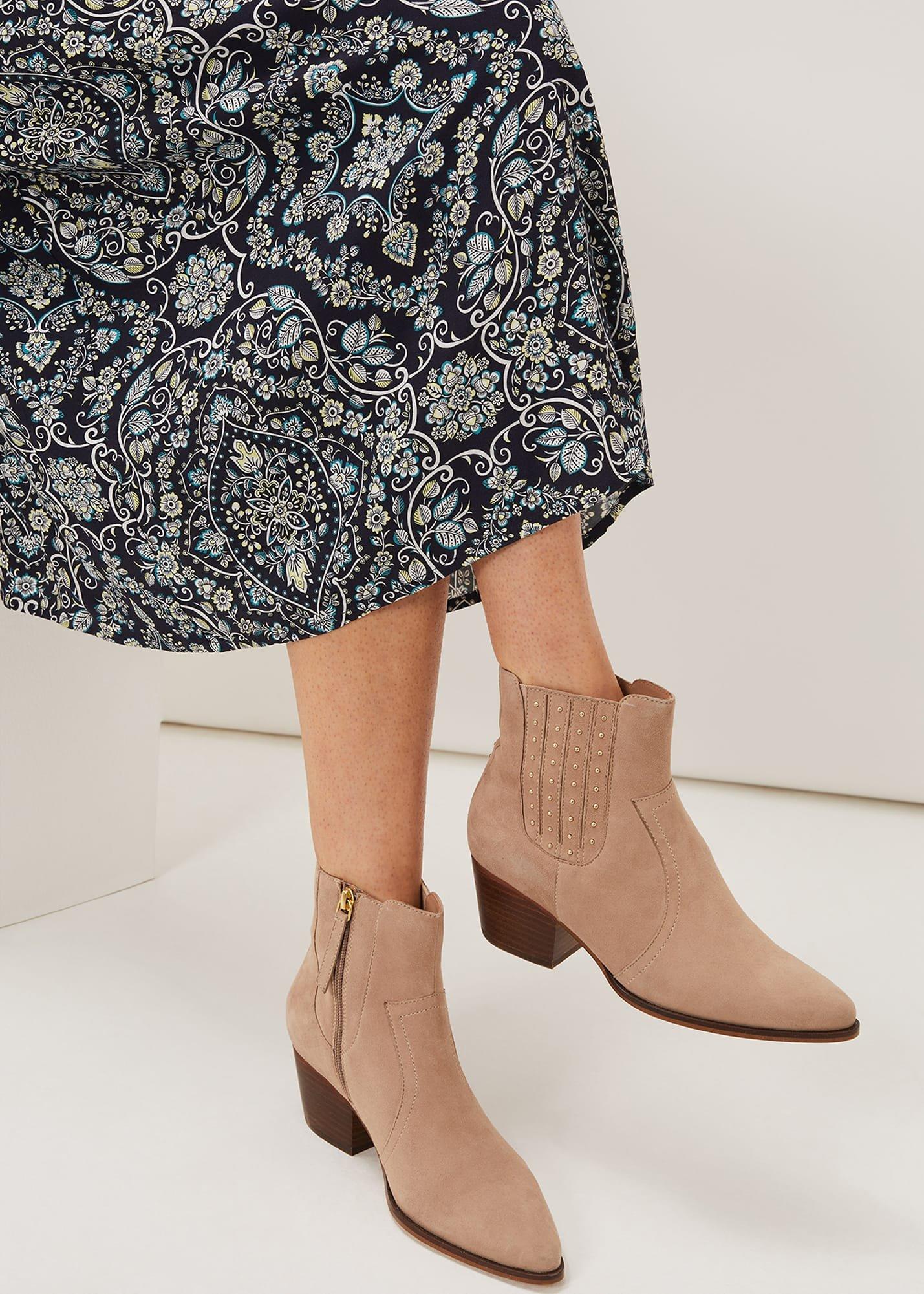 Cowboy Suede Ankle Boots
