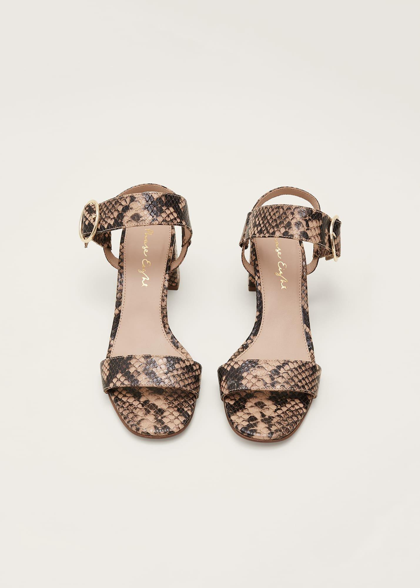 Snake Skin Leather Buckle Sandals