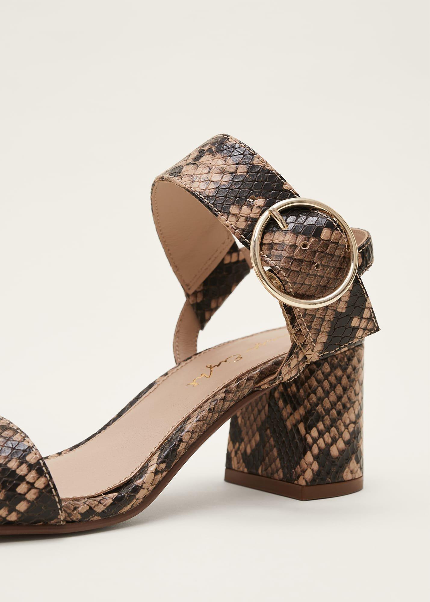 Snake Skin Leather Buckle Sandals