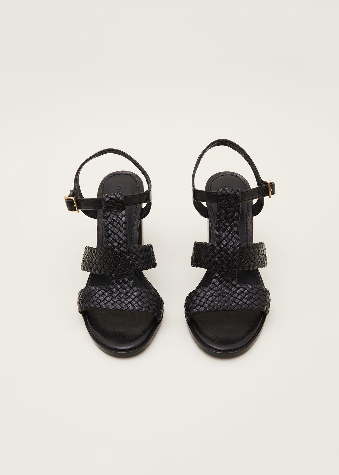 Plaited T Bar Heeled Sandal Shoe