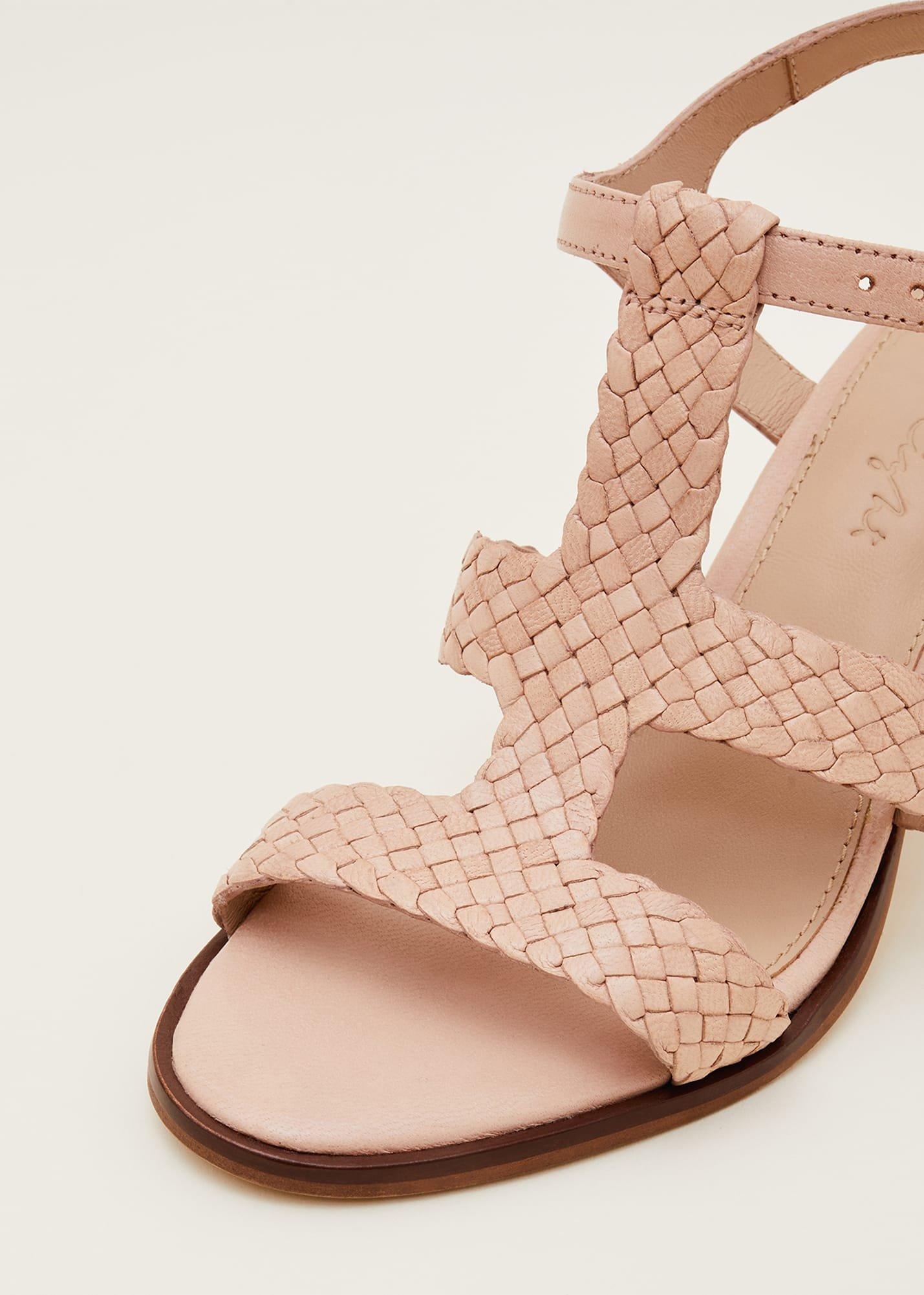 Plaited T Bar Heeled Sandal Shoe