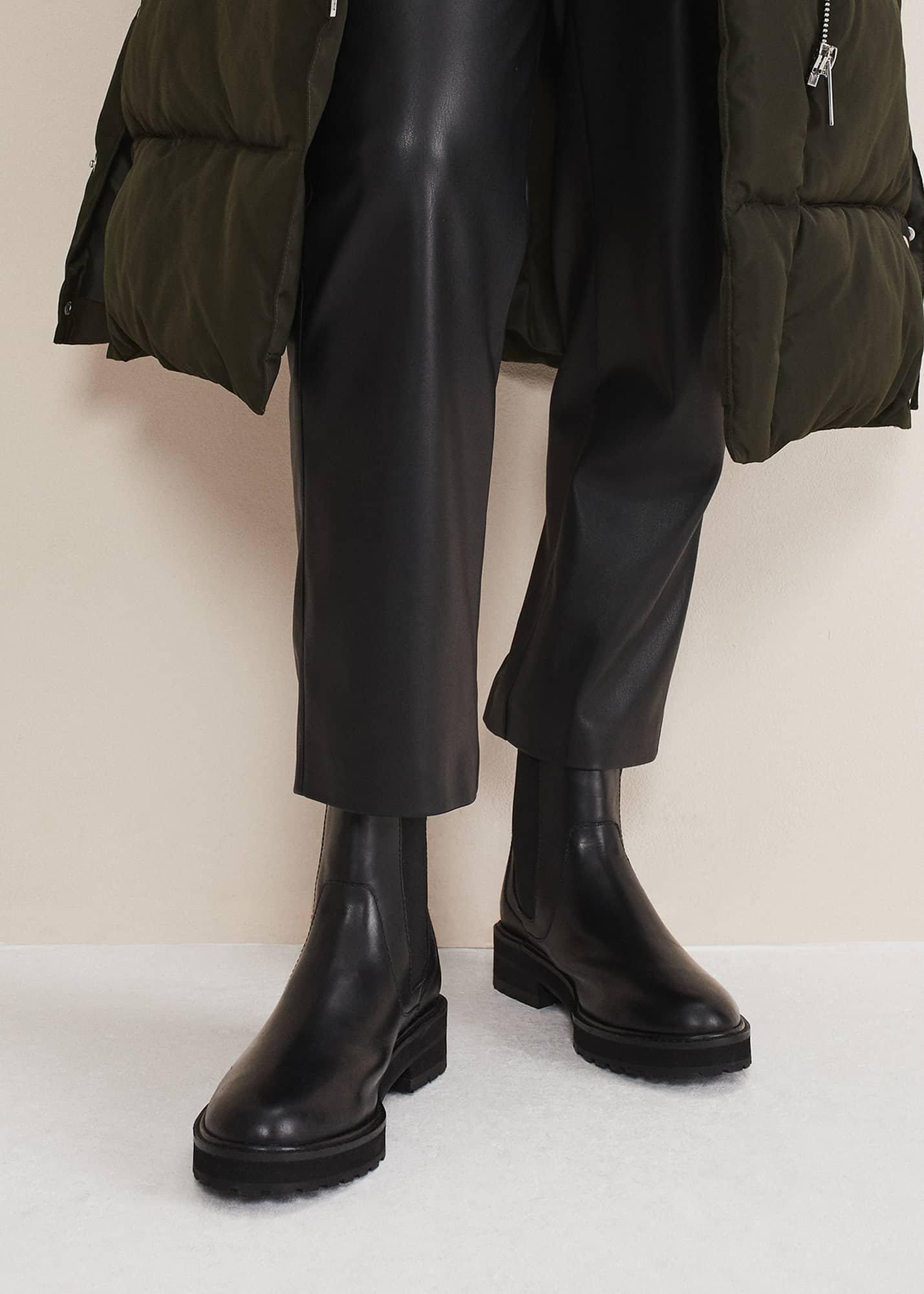 Casual Leather Pull On Ankle Boots